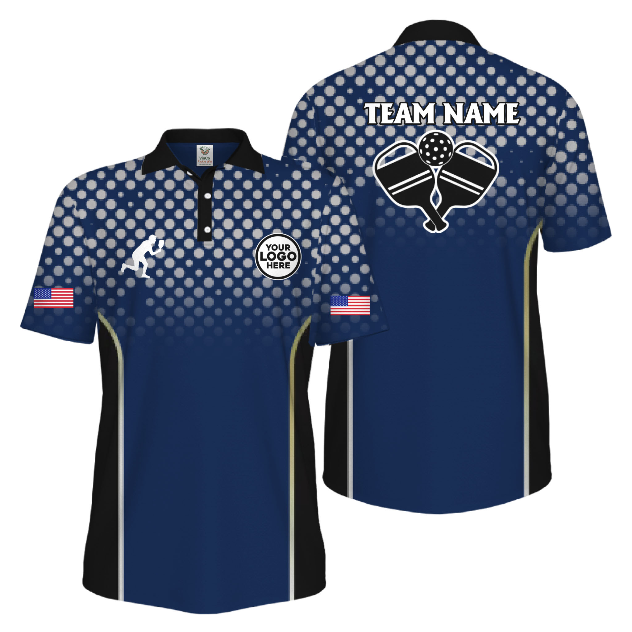 Picklewin Custom Pickleball 250 Years Anniversary America Men Polo Shirt  