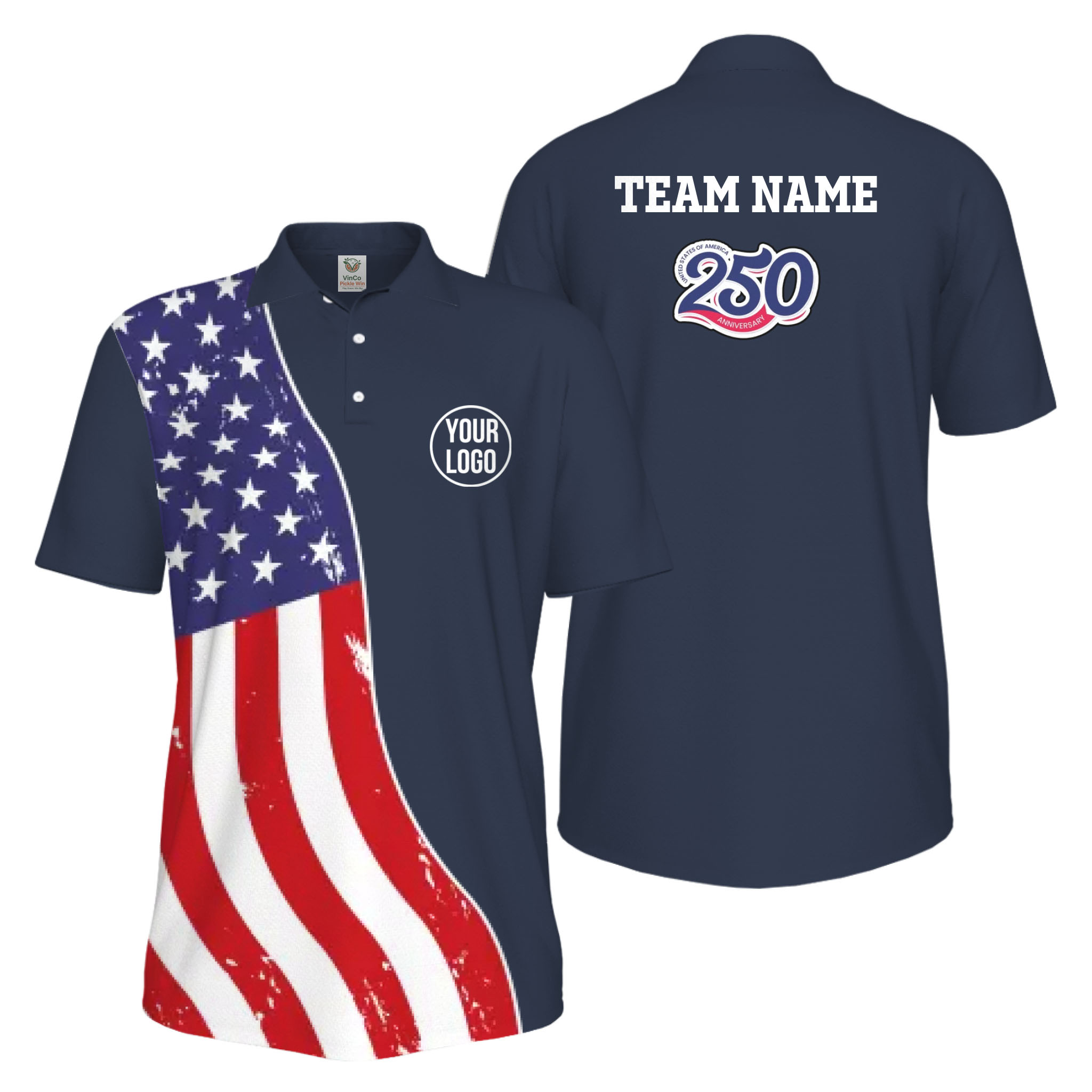 Picklewin Custom Pickleball 4th Of July UV Protection Men Polo Shirt Live Preview