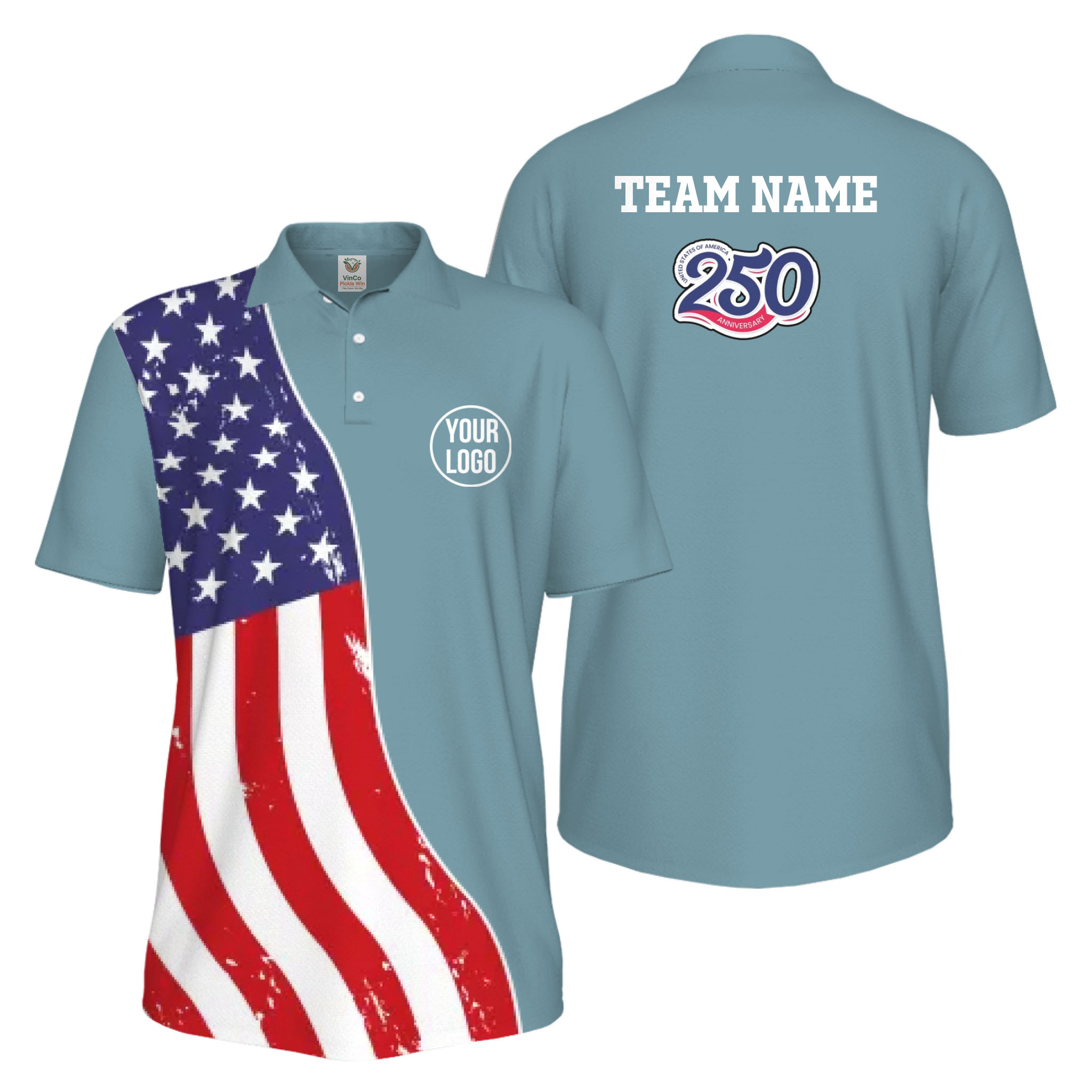 Picklewin Custom Pickleball 4th Of July UV Protection Men Polo Shirt Live Preview