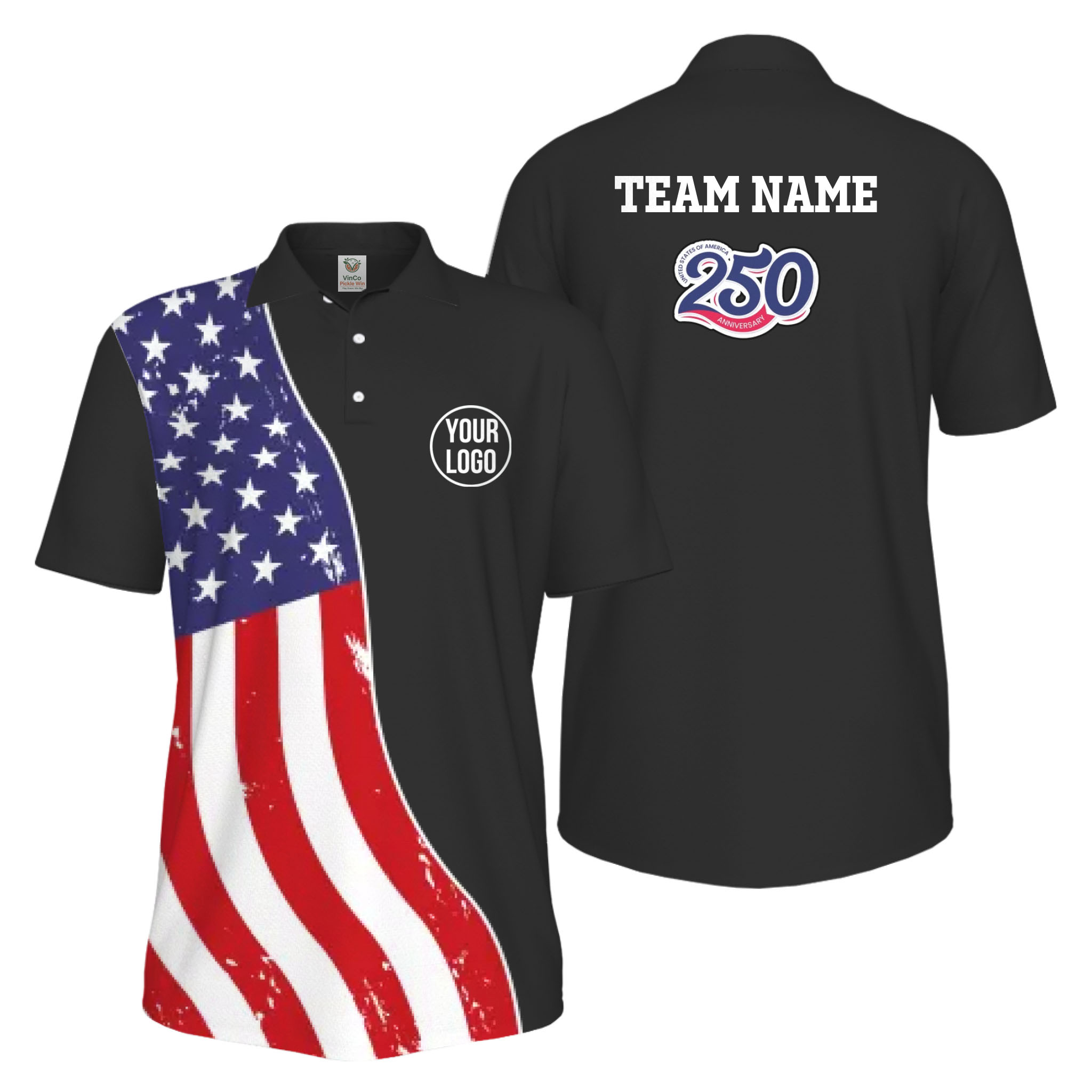 Picklewin Custom Pickleball 4th Of July UV Protection Men Polo Shirt Live Preview