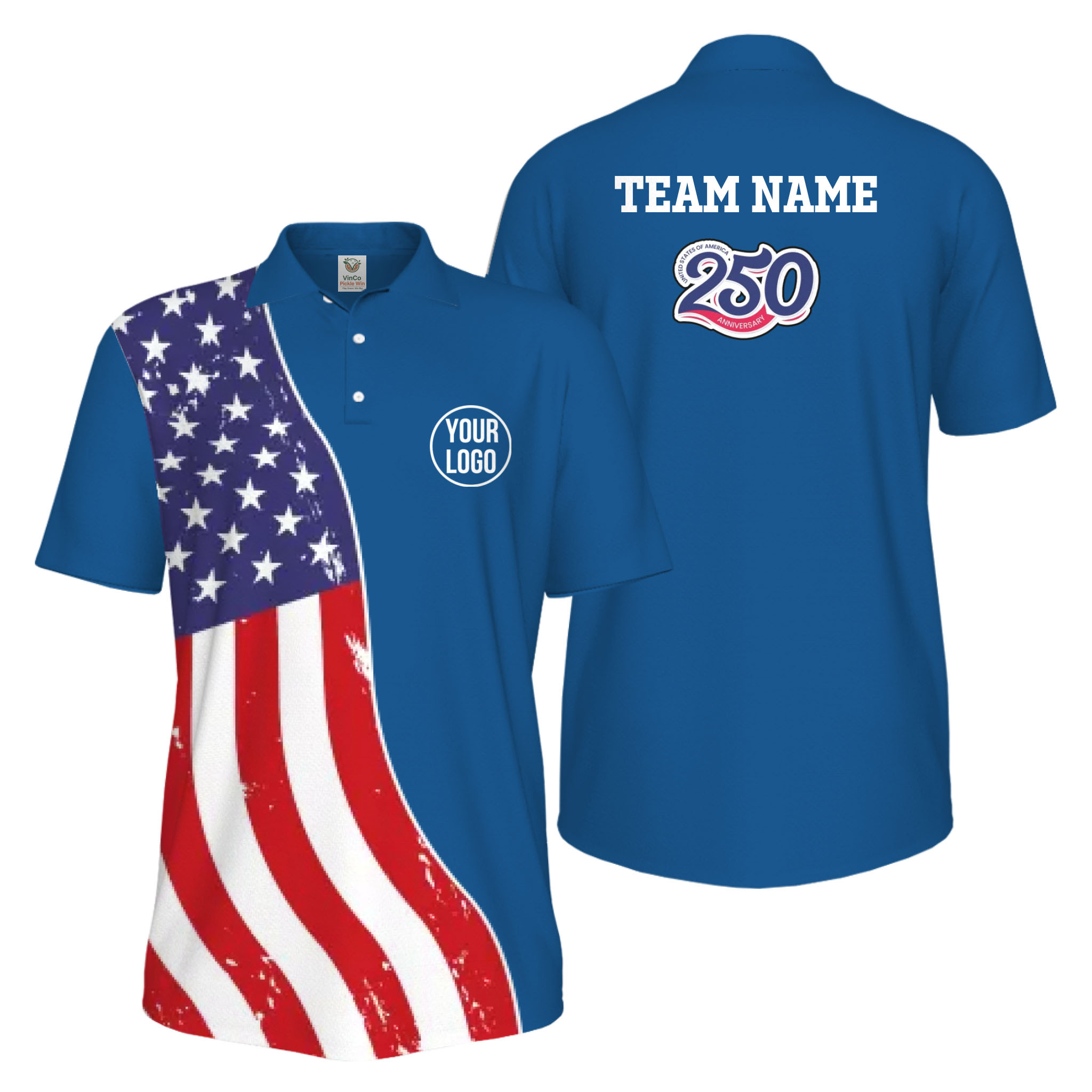 Picklewin Custom Pickleball 4th Of July UV Protection Men Polo Shirt Live Preview