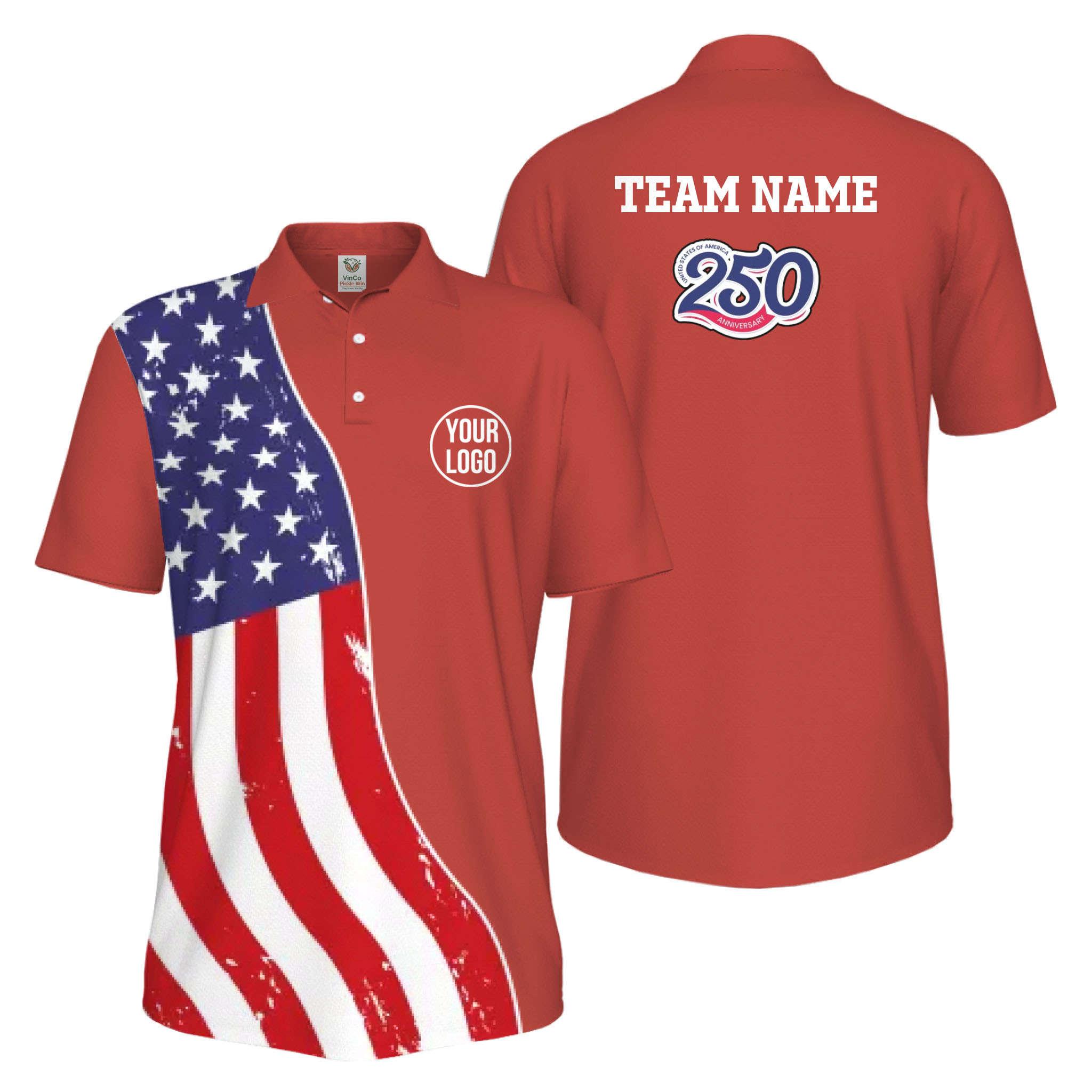 Picklewin Custom Pickleball 4th Of July UV Protection Men Polo Shirt Live Preview