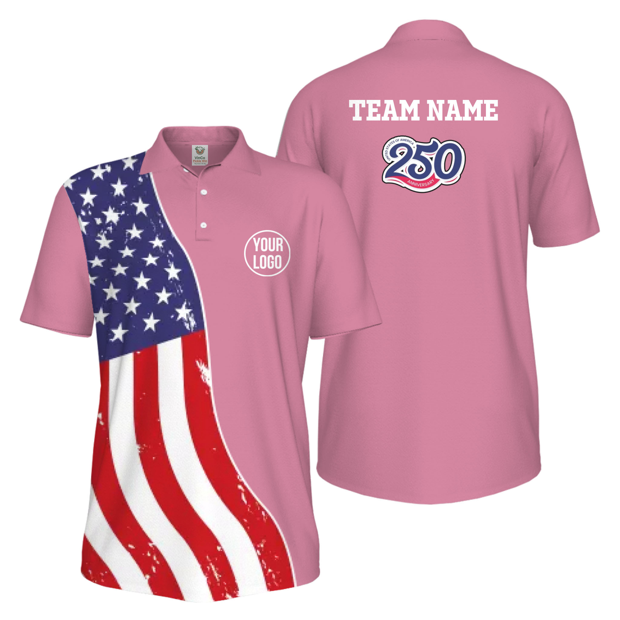 Picklewin Custom Pickleball 4th Of July UV Protection Men Polo Shirt Live Preview