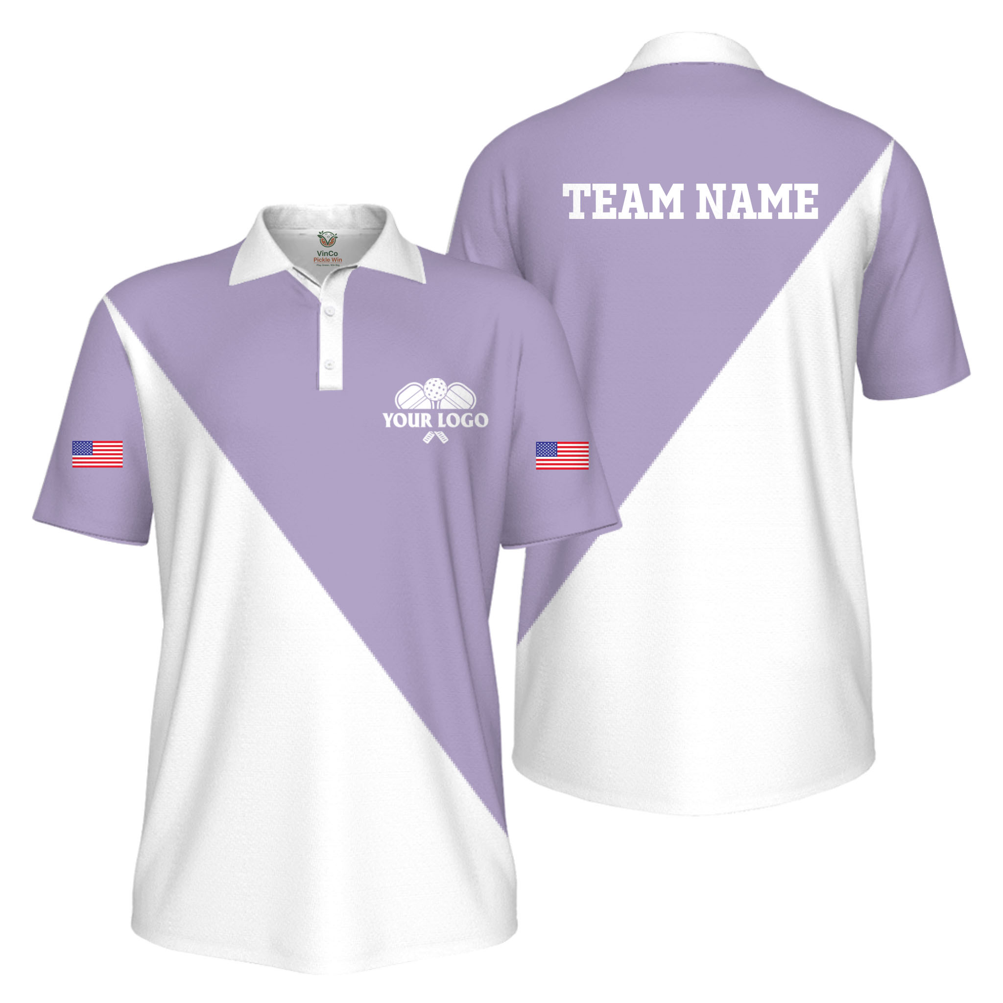 Picklewin Custom Pickleball Club Logo And Name US Flag UV Protection Men Polo Shirt