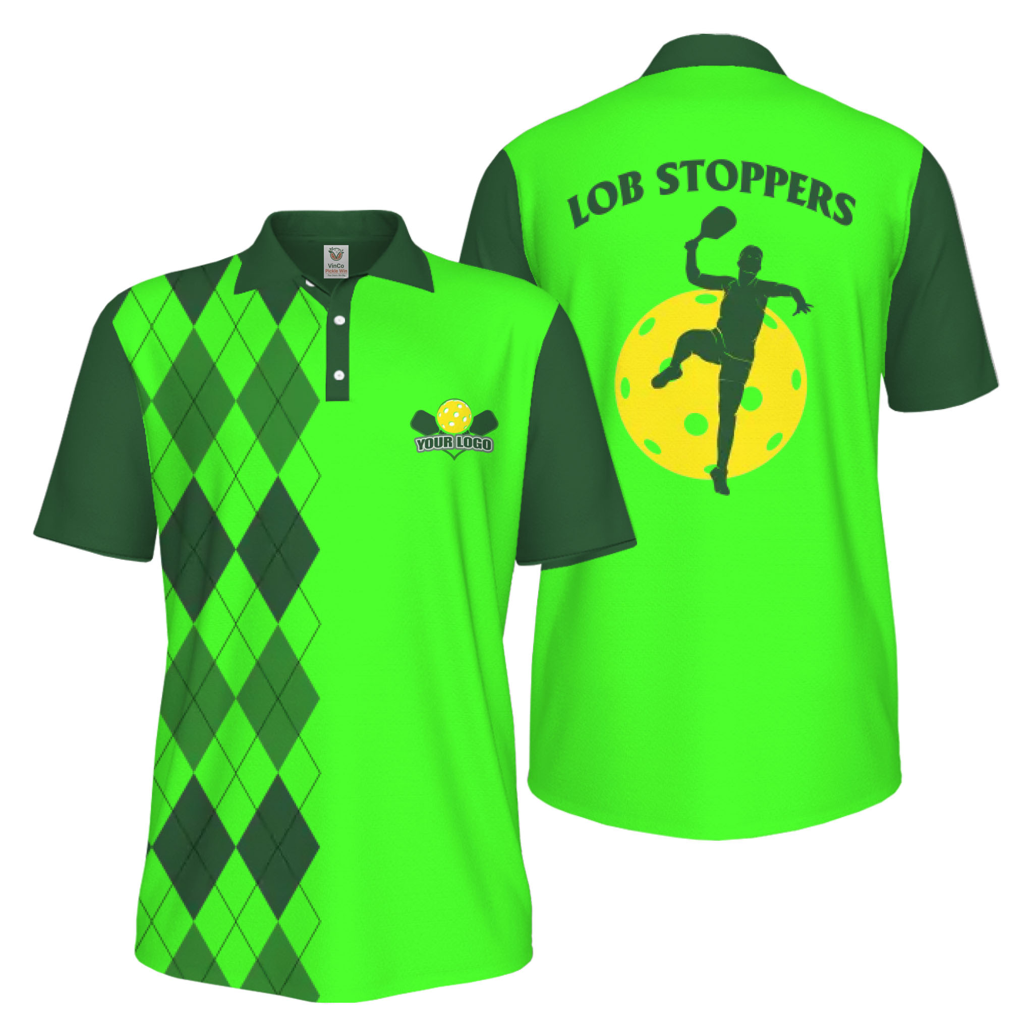 Picklewin Custom Pickleball Lob Stoppers UV Protection Men Polo Shirt