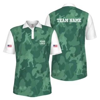 Picklewin Custom Pickleball Logo And Team Name Camo Polo Shirt For Men