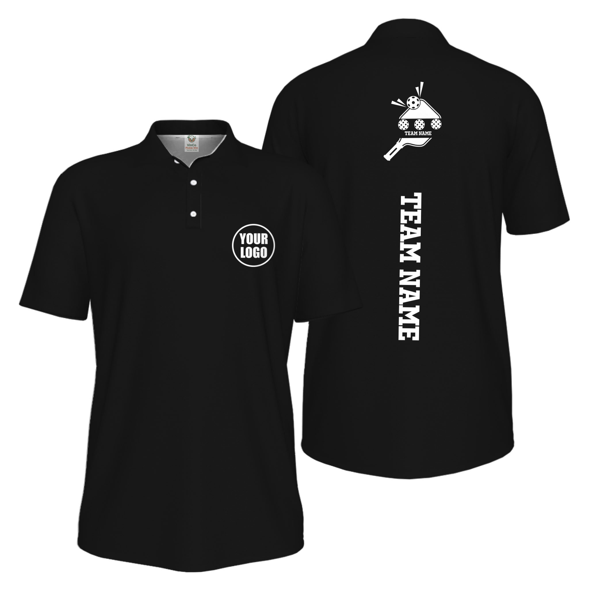 Picklewin Custom Pickleball Logo And Team Name Stripe UV Protection Men Polo Shirt