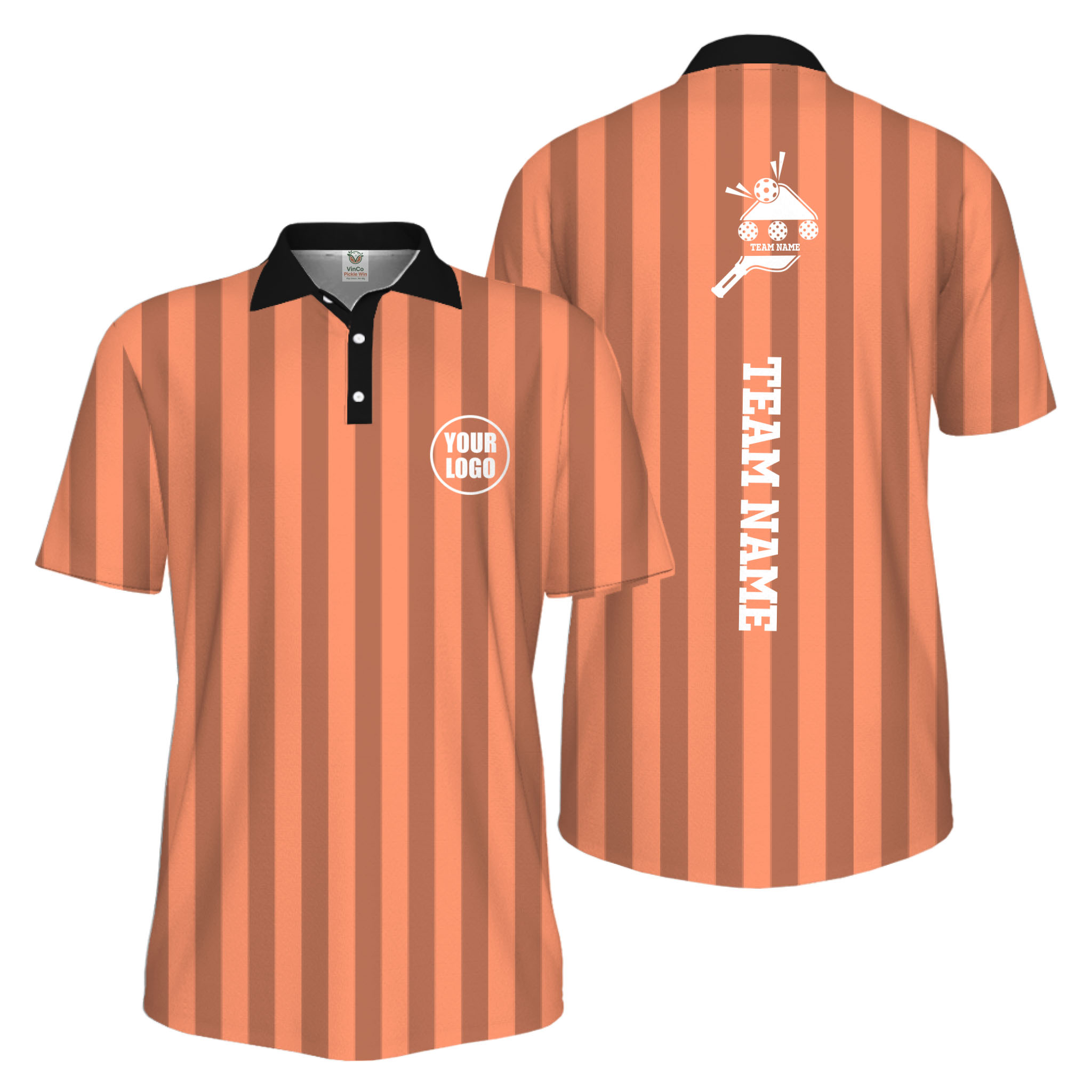 Picklewin Custom Pickleball Logo And Team Name Stripe UV Protection Men Polo Shirt