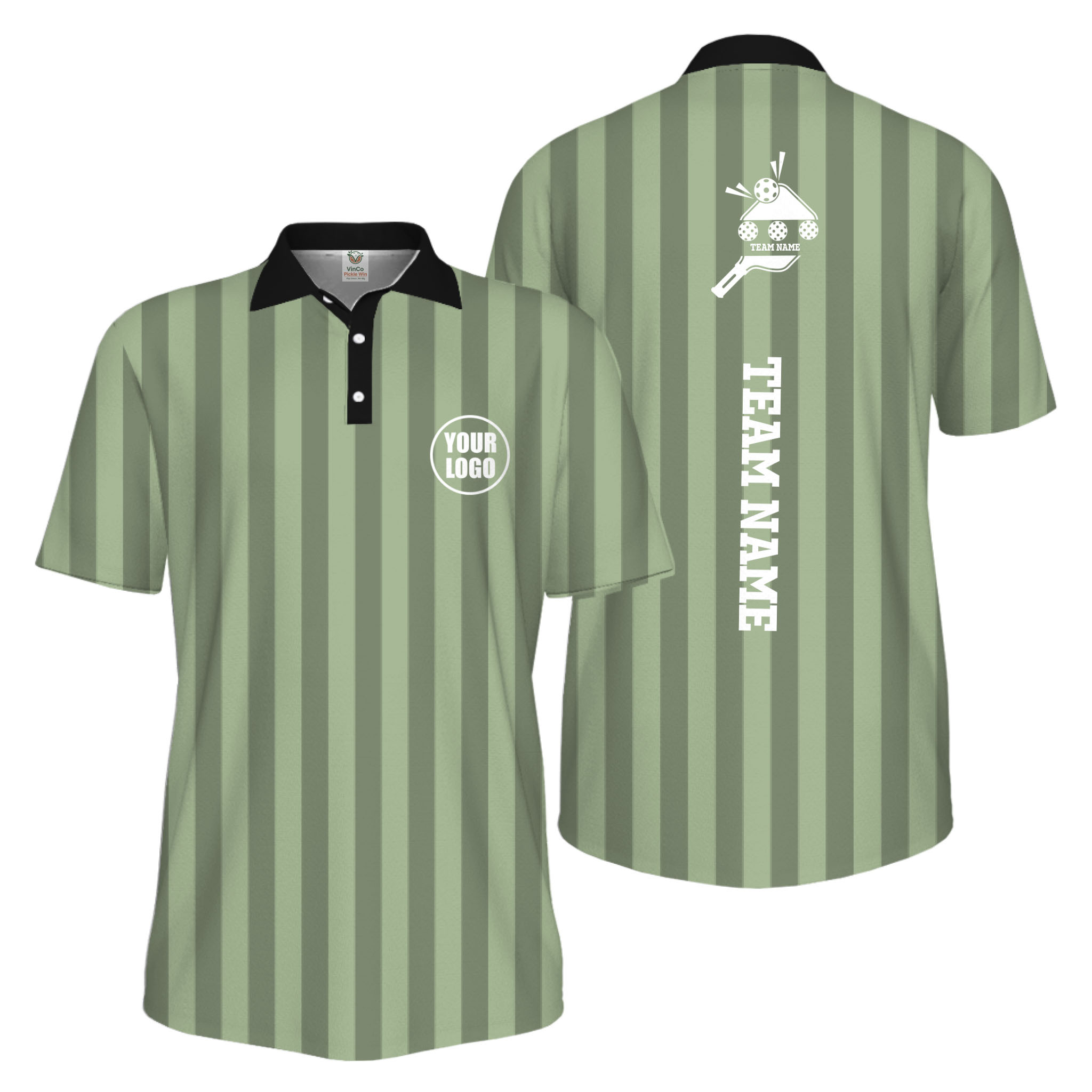 Picklewin Custom Pickleball Logo And Team Name Stripe UV Protection Men Polo Shirt