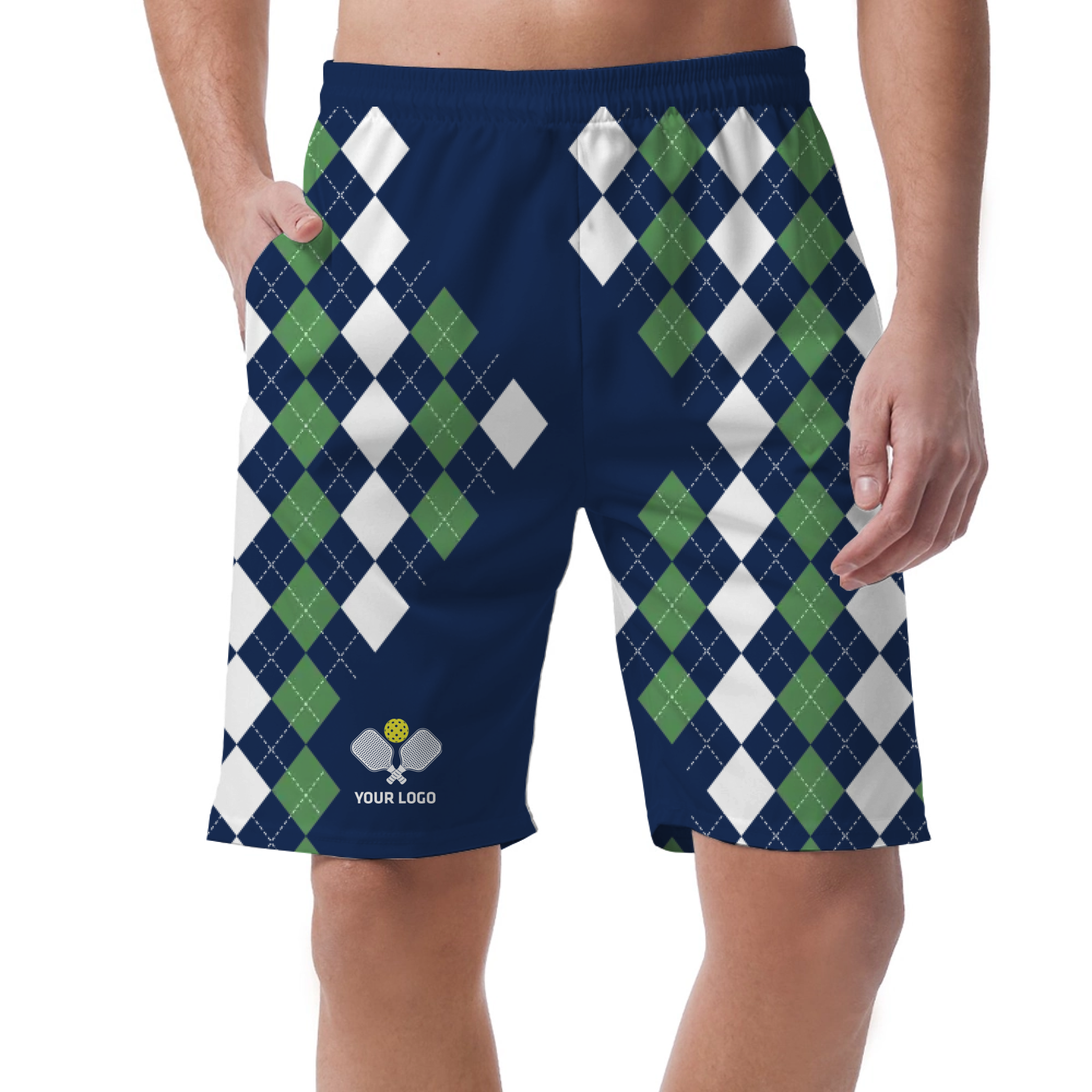 Picklewin Custom Pickleball Logo Caro Men's Short Pants 