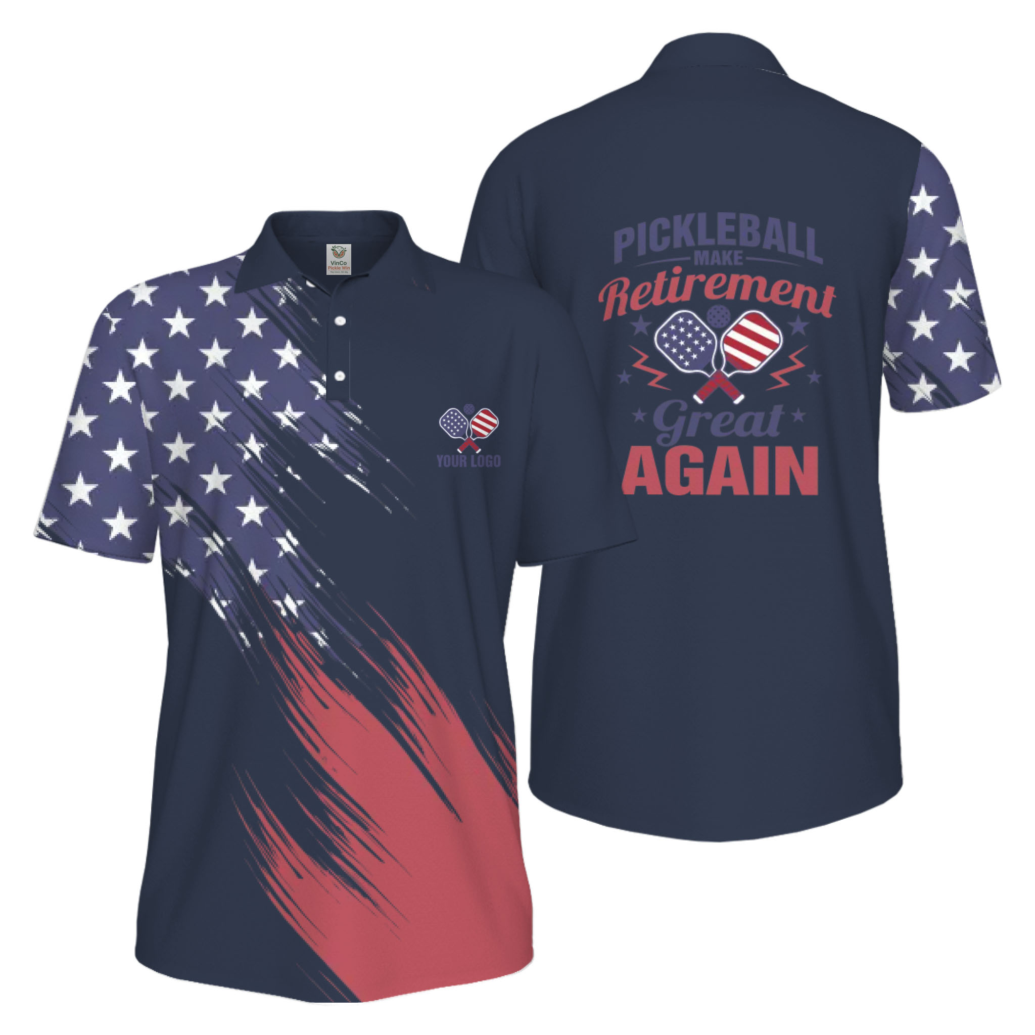 Picklewin Custom Pickleball Make Retirement Great Again Men's UV Protection Polo Shirt