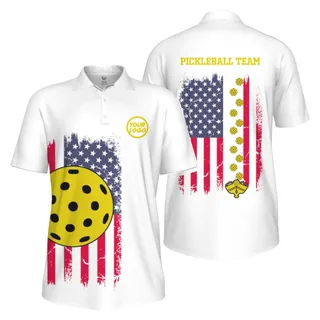 Picklewin Custom Pickleball Patriotic UV Protection Men Polo Shirt Bulk Price  – alternate