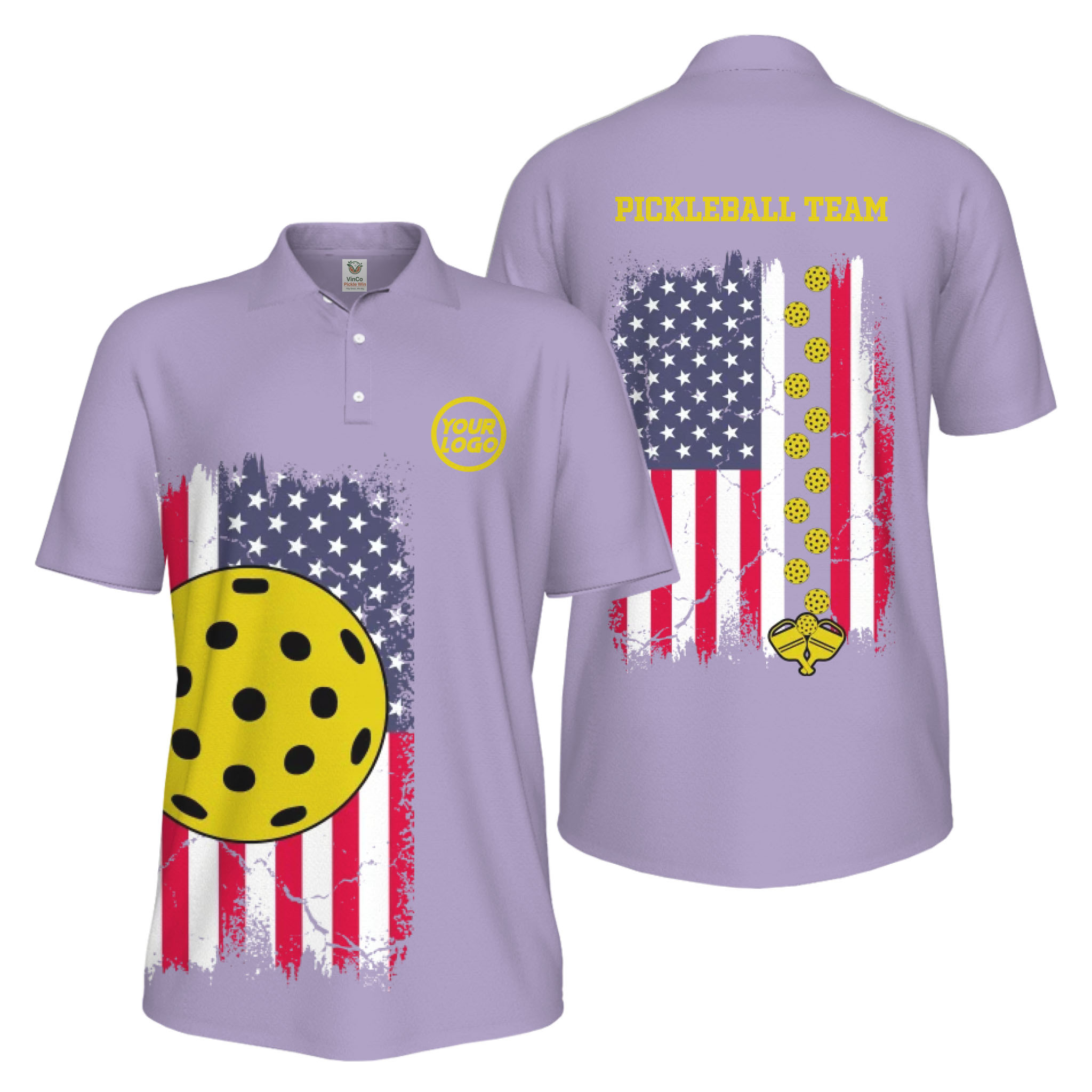 Picklewin Custom Pickleball Patriotic UV Protection Men Polo Shirt Bulk Price 