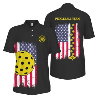 Picklewin Custom Pickleball Patriotic UV Protection Men Polo Shirt Bulk Price 