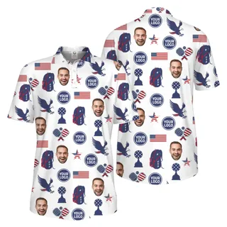 Picklewin Custom Pickleball Patriotic Polo Shirt With Logo and Face Live Preview 