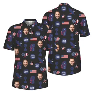 Picklewin Custom Pickleball Patriotic Polo Shirt With Logo and Face Live Preview  – alternate