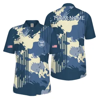 Picklewin Custom Pickleball Team Logo Camo UV Protection Men Polo Shirt