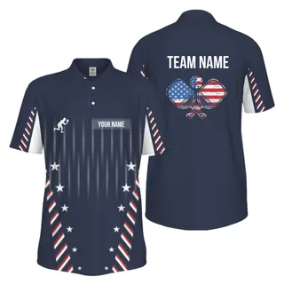 Picklewin Custom Pickleball Patriotic Men's UV Protection Polo Shirt  