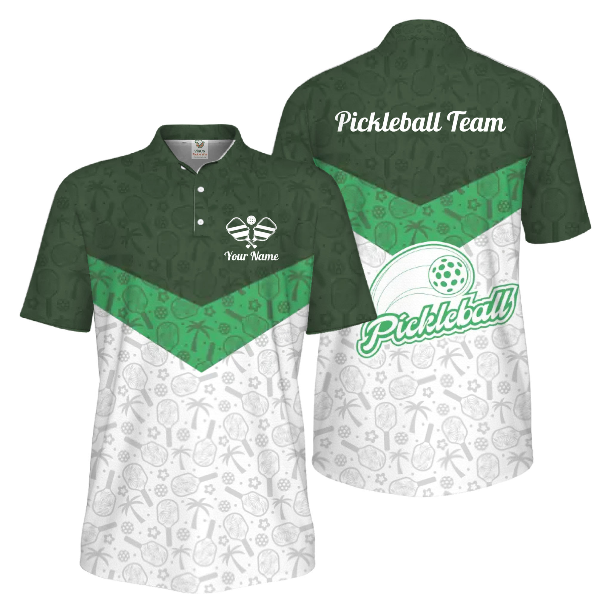 Picklewin Custom Pickleball Tropical Palm Tree UV Protection Men Polo Shirt 