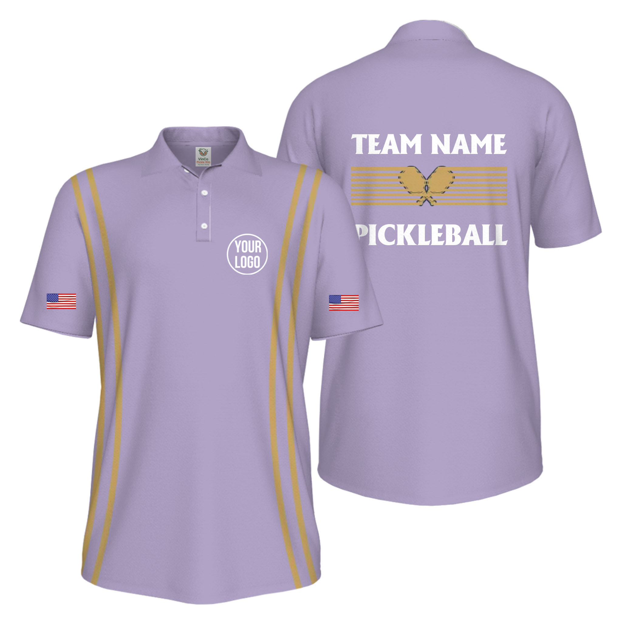 Picklewin Custom Pickleball US Flag Men's UV Protection Polo Shirt   