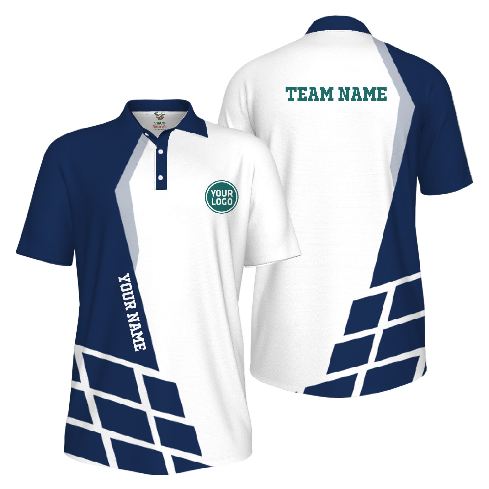 Picklewin Custom Polo Shirt For Men With Sport Logo Live Preview 