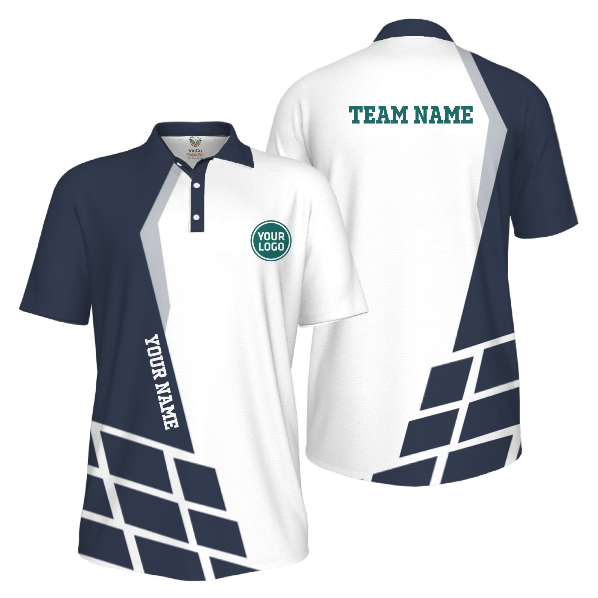 Picklewin Custom Polo Shirt For Men With Sport Logo Live Preview 