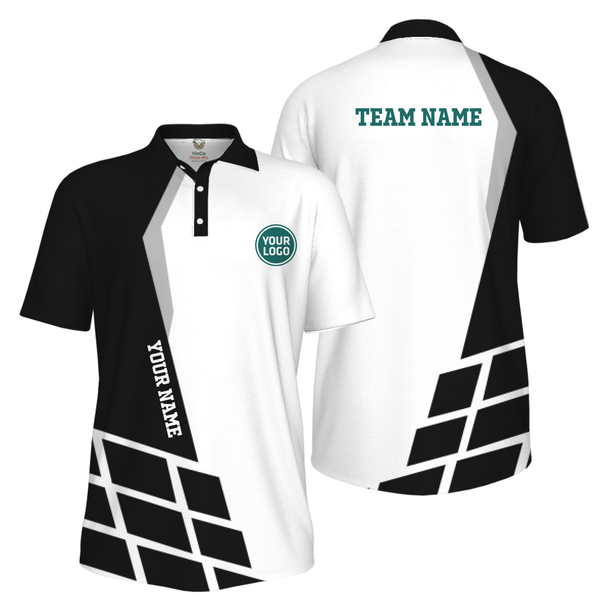 Picklewin Custom Polo Shirt For Men With Sport Logo Live Preview 