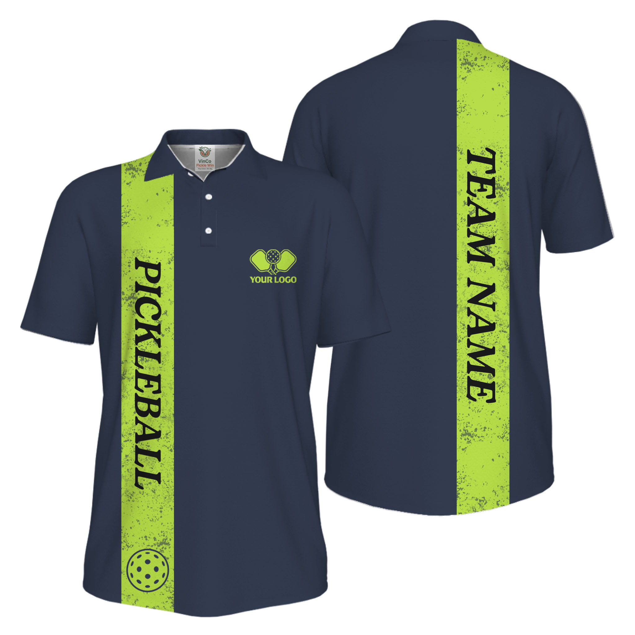 Picklewin Custom Polo With Vertical Name UV Protection Men Pickleball Polo Shirt 