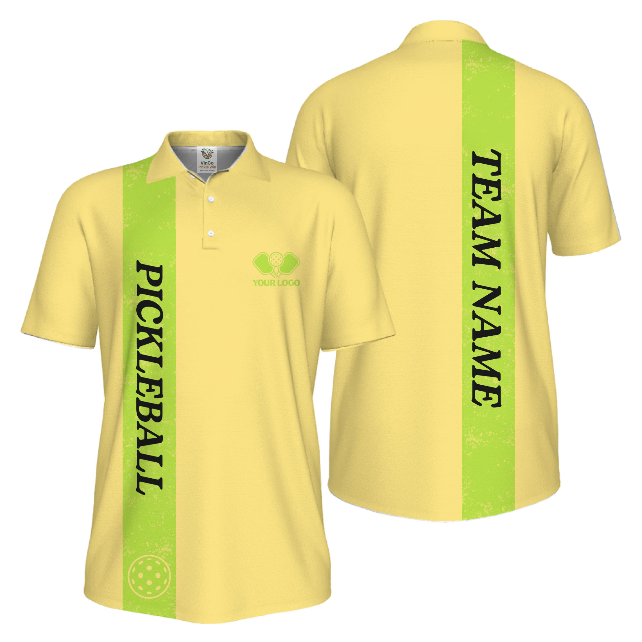 Picklewin Custom Polo With Vertical Name UV Protection Men Pickleball Polo Shirt 