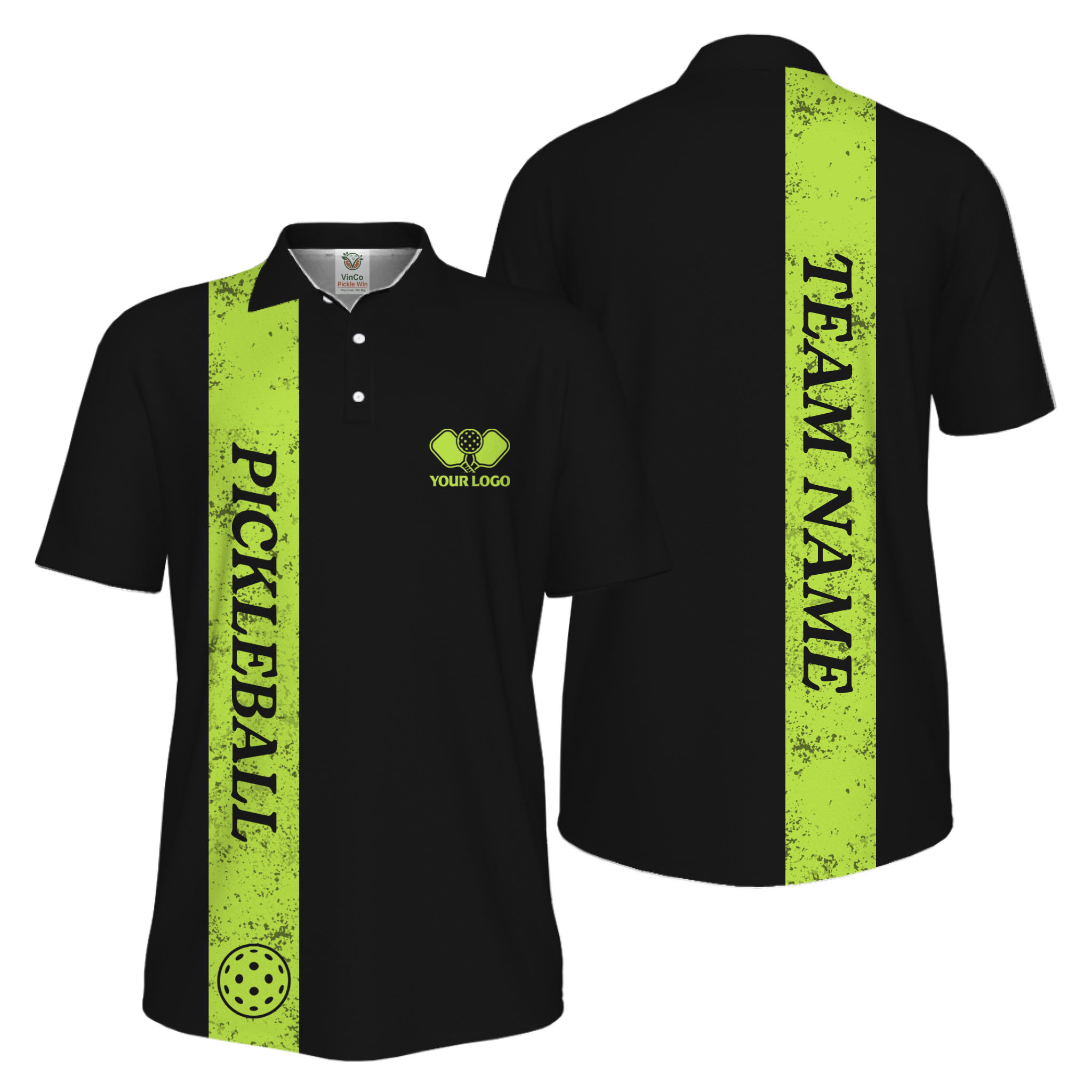 Picklewin Custom Polo With Vertical Name UV Protection Men Pickleball Polo Shirt 