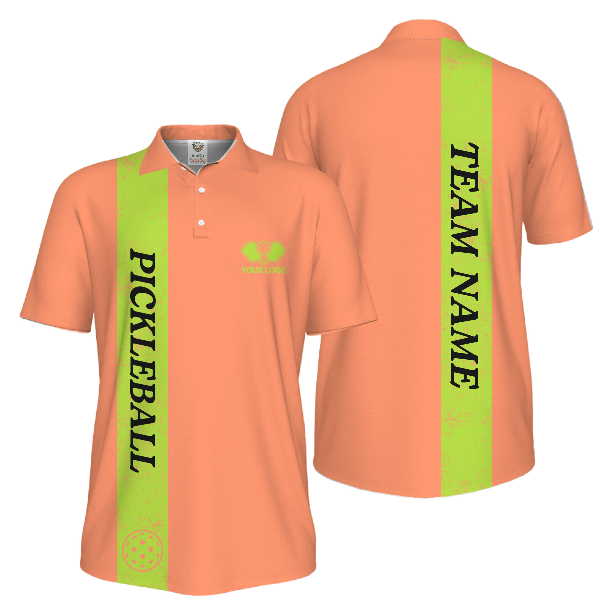 Picklewin Custom Polo With Vertical Name UV Protection Men Pickleball Polo Shirt 
