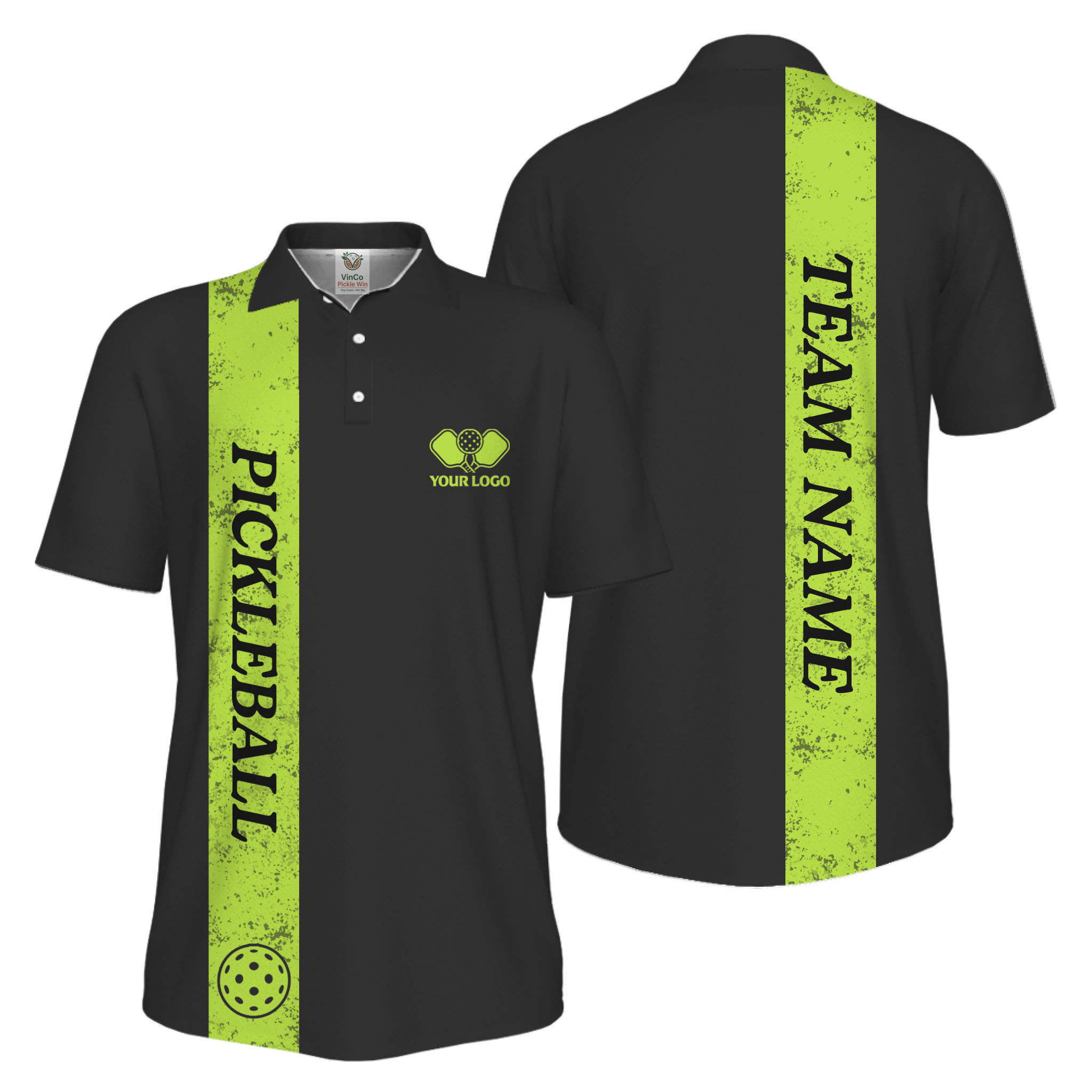 Picklewin Custom Polo With Vertical Name UV Protection Men Pickleball Polo Shirt 