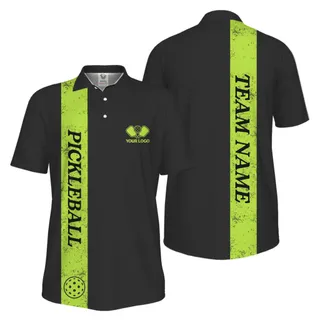 Picklewin Custom Polo With Vertical Name UV Protection Men Pickleball Polo Shirt 