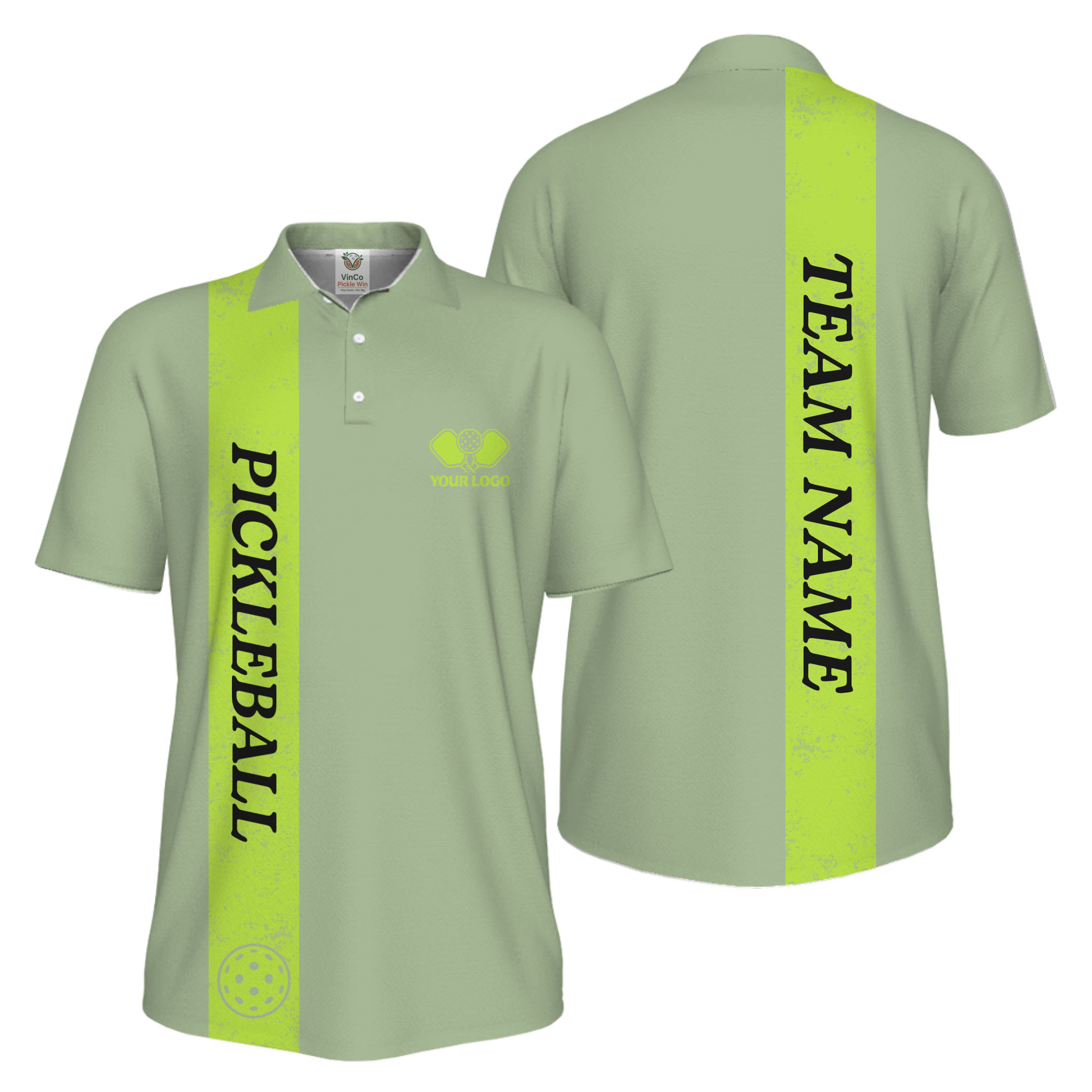 Picklewin Custom Polo With Vertical Name UV Protection Men Pickleball Polo Shirt 