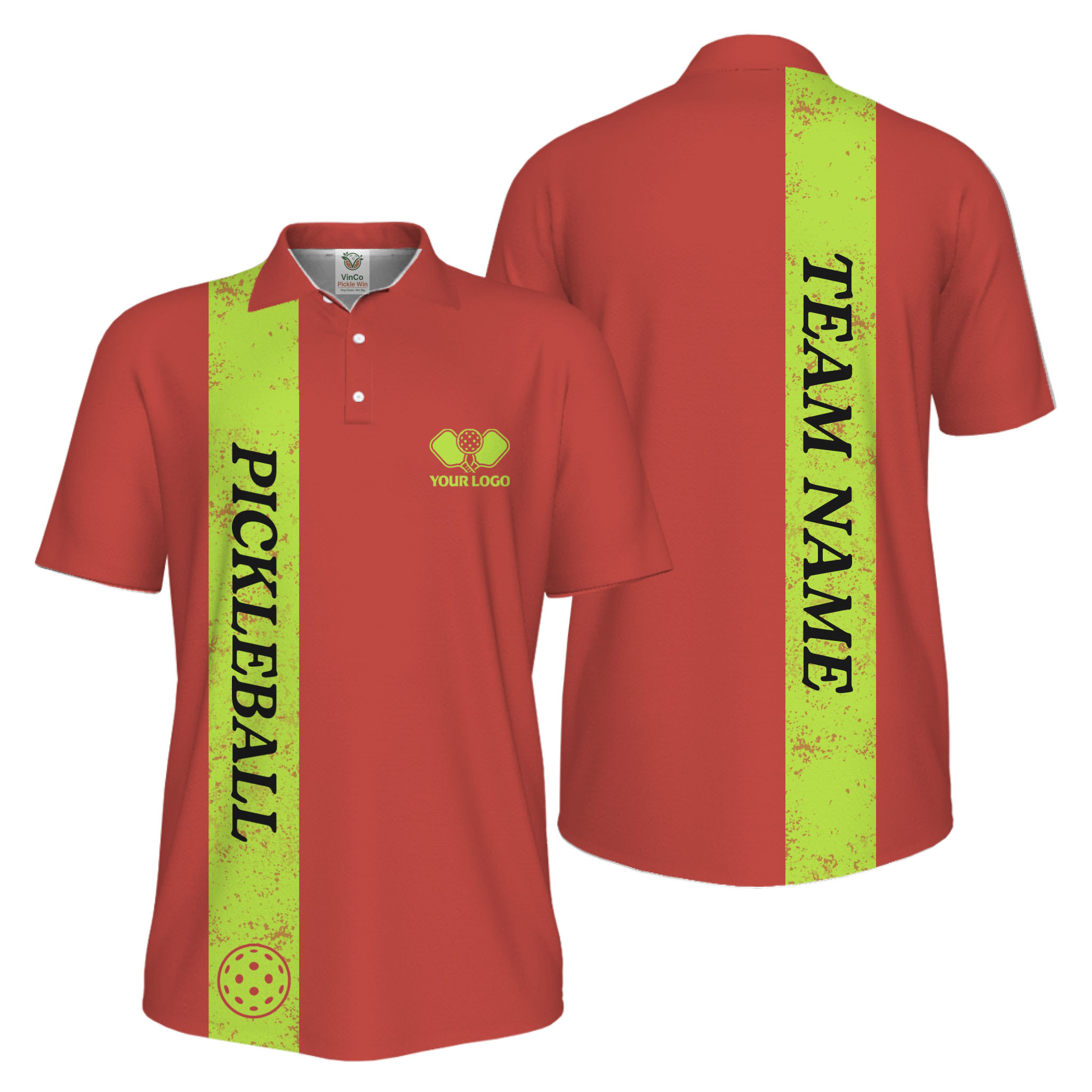 Picklewin Custom Polo With Vertical Name UV Protection Men Pickleball Polo Shirt 