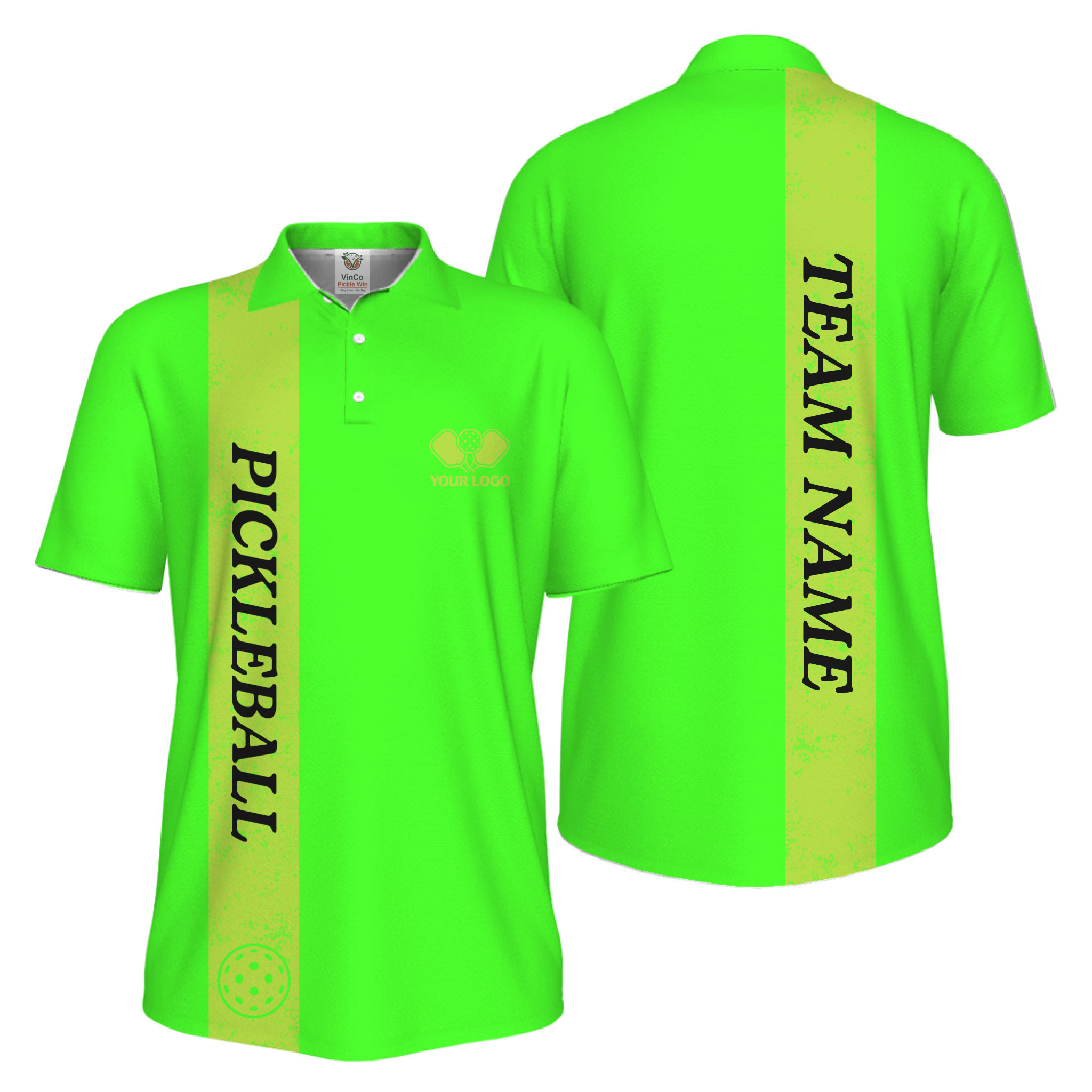 Picklewin Custom Polo With Vertical Name UV Protection Men Pickleball Polo Shirt 
