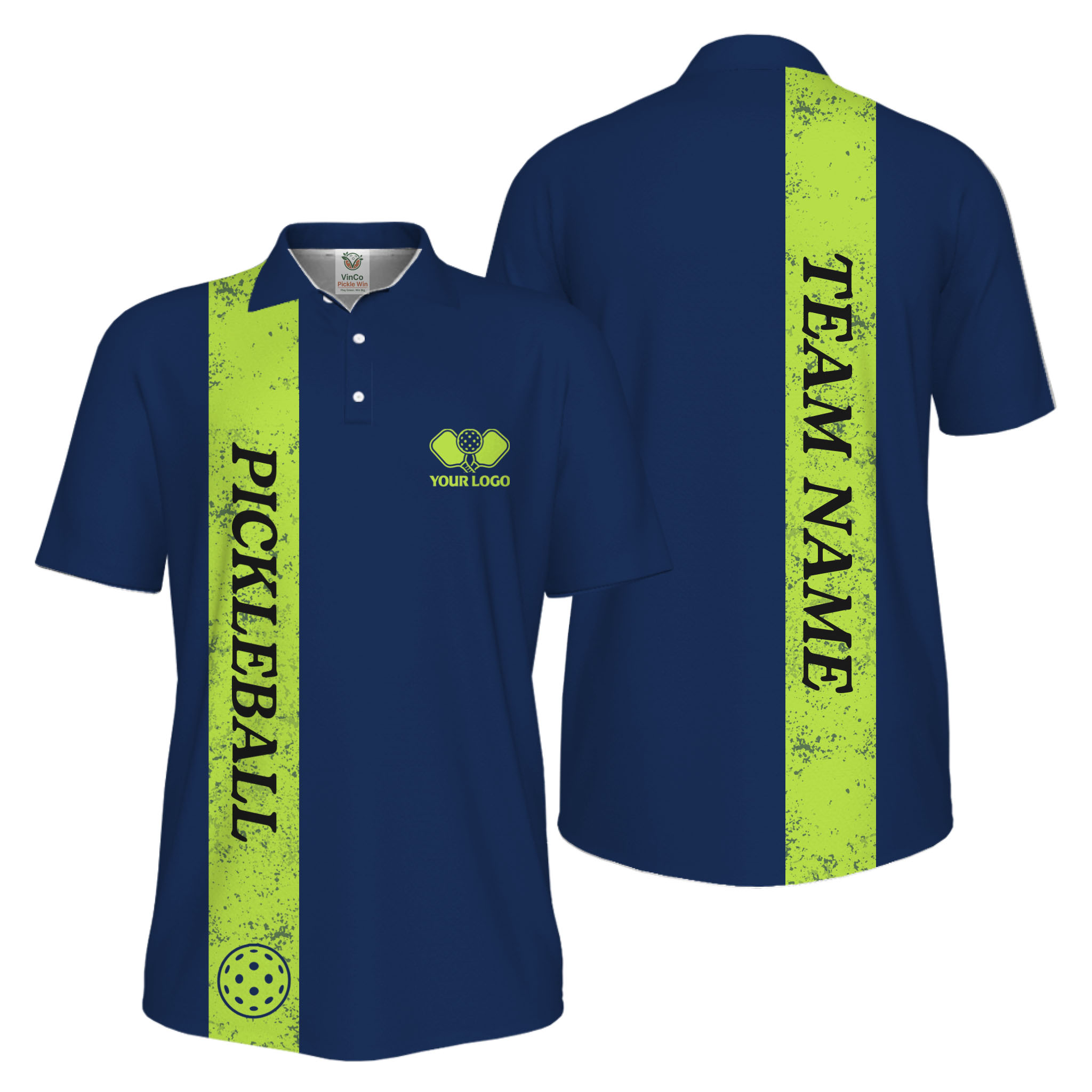 Picklewin Custom Polo With Vertical Name UV Protection Men Pickleball Polo Shirt 