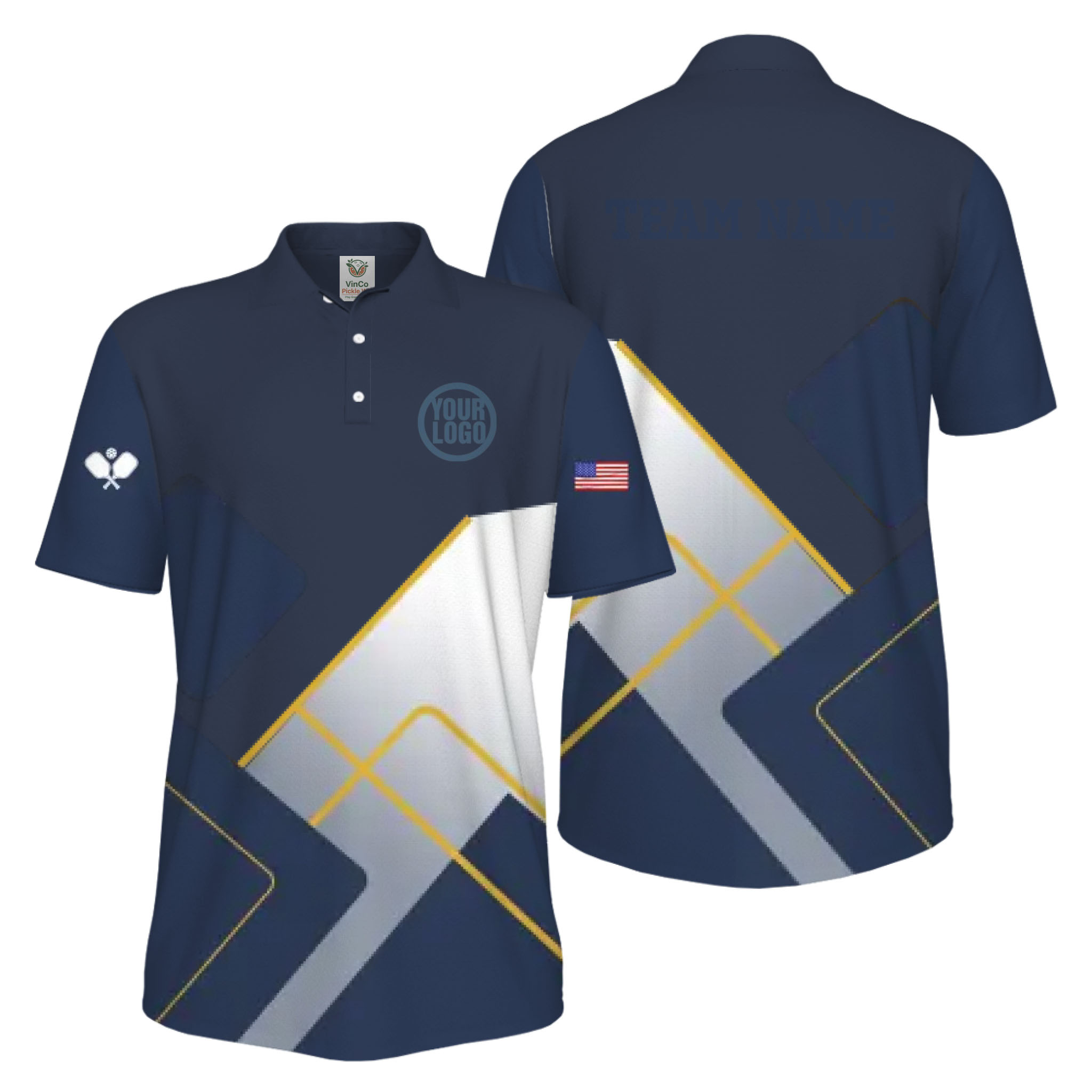 Picklewin Custom Sport Logo UV Protection Men Polo Shirt Bulk Price