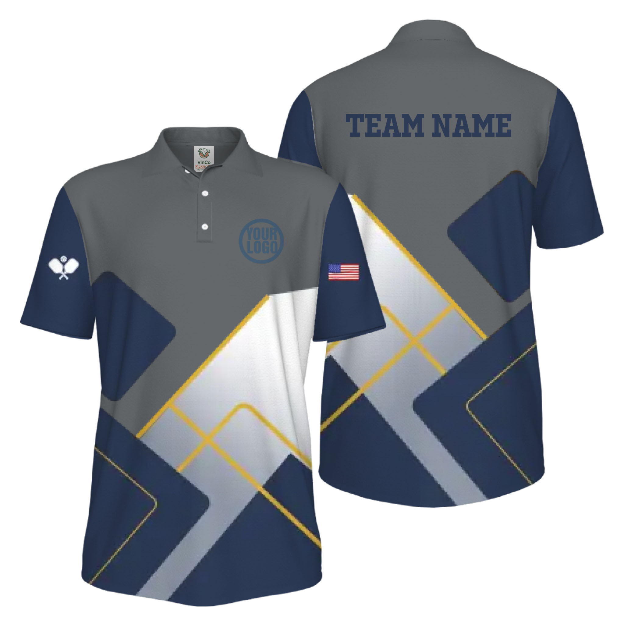 Picklewin Custom Sport Logo UV Protection Men Polo Shirt Bulk Price