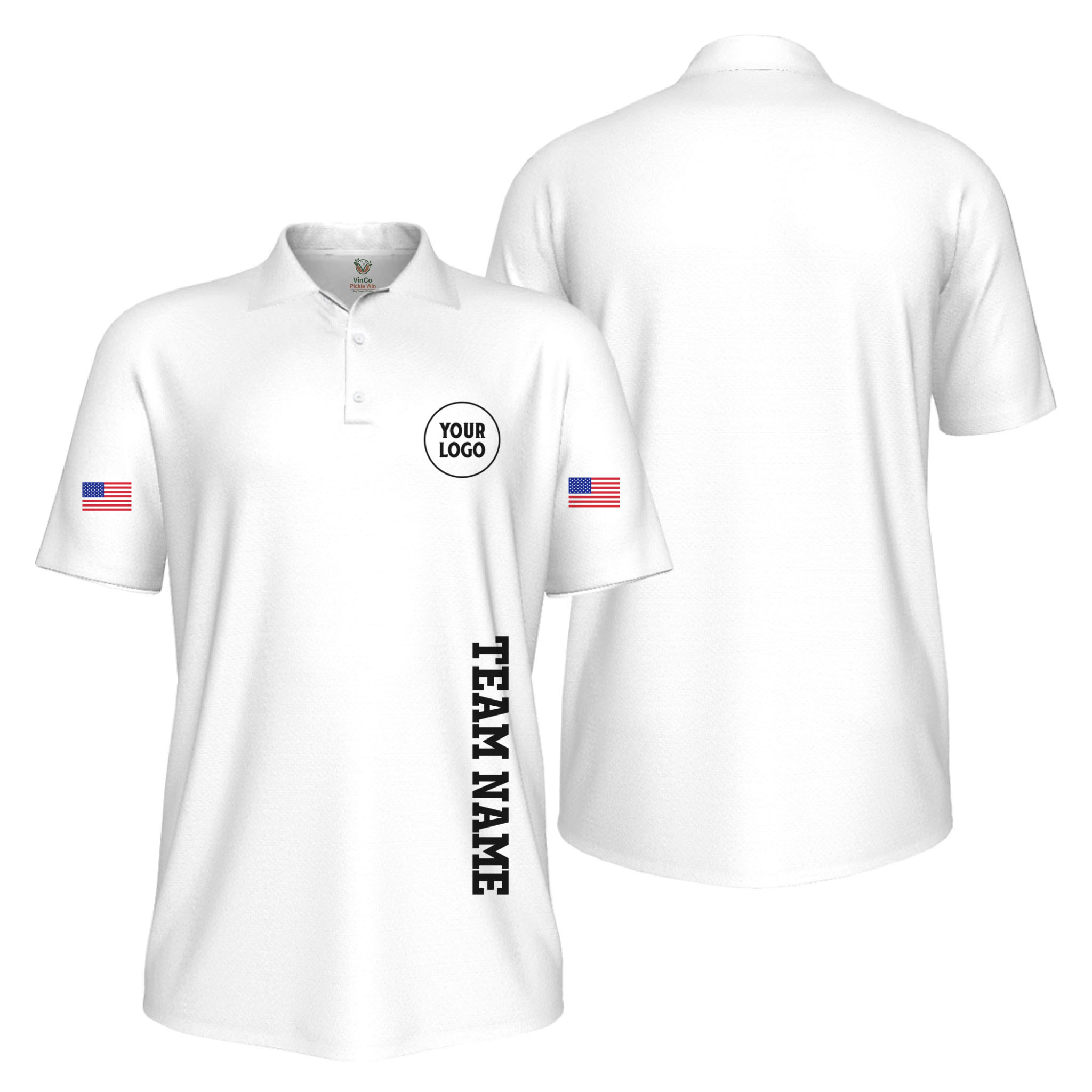 Picklewin Custom Sport Team Performance Patriotic UV Protection Men Polo Shirts