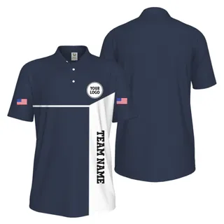 Picklewin Custom Sport Team Performance Patriotic UV Protection Men Polo Shirts