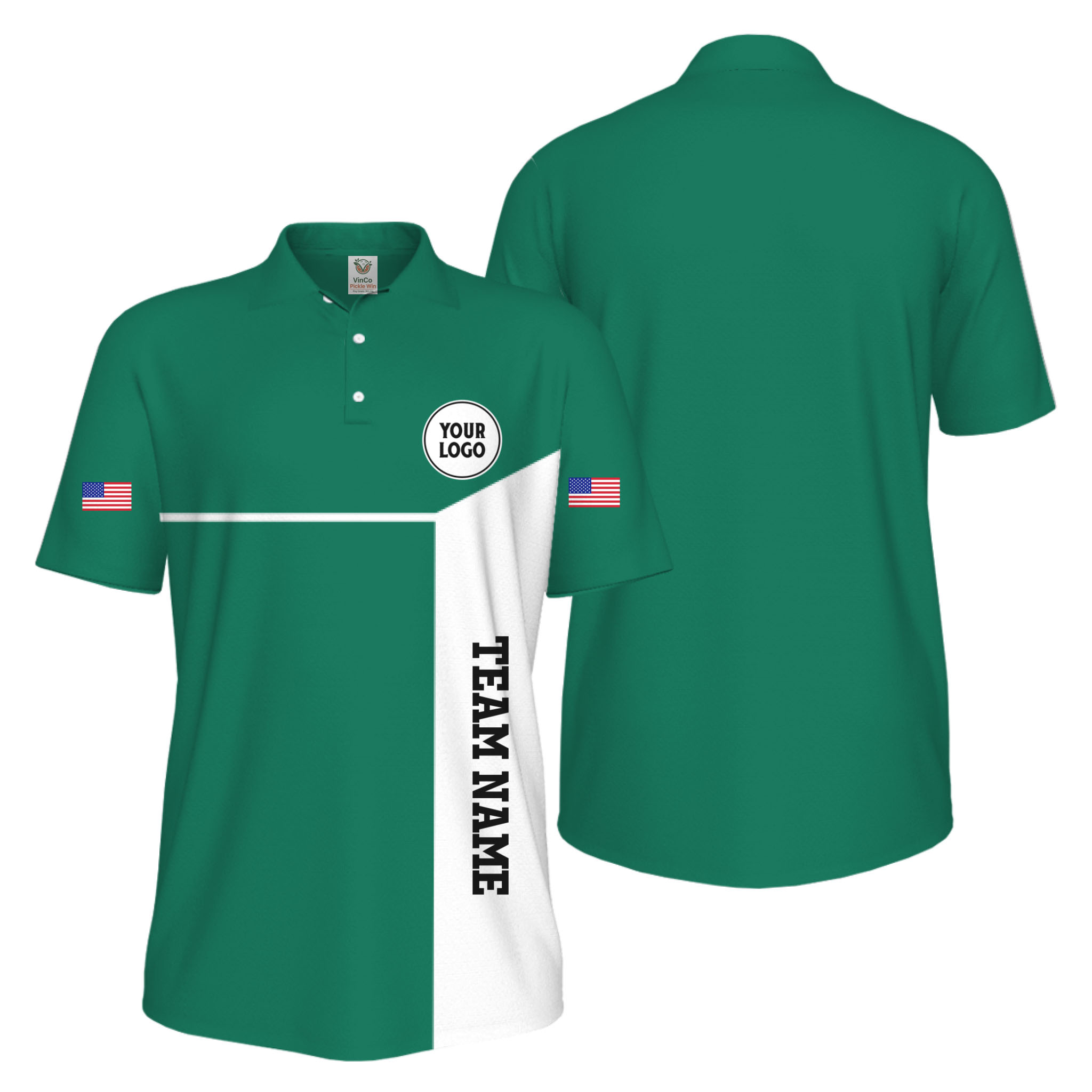 Picklewin Custom Sport Team Performance Patriotic UV Protection Men Polo Shirts