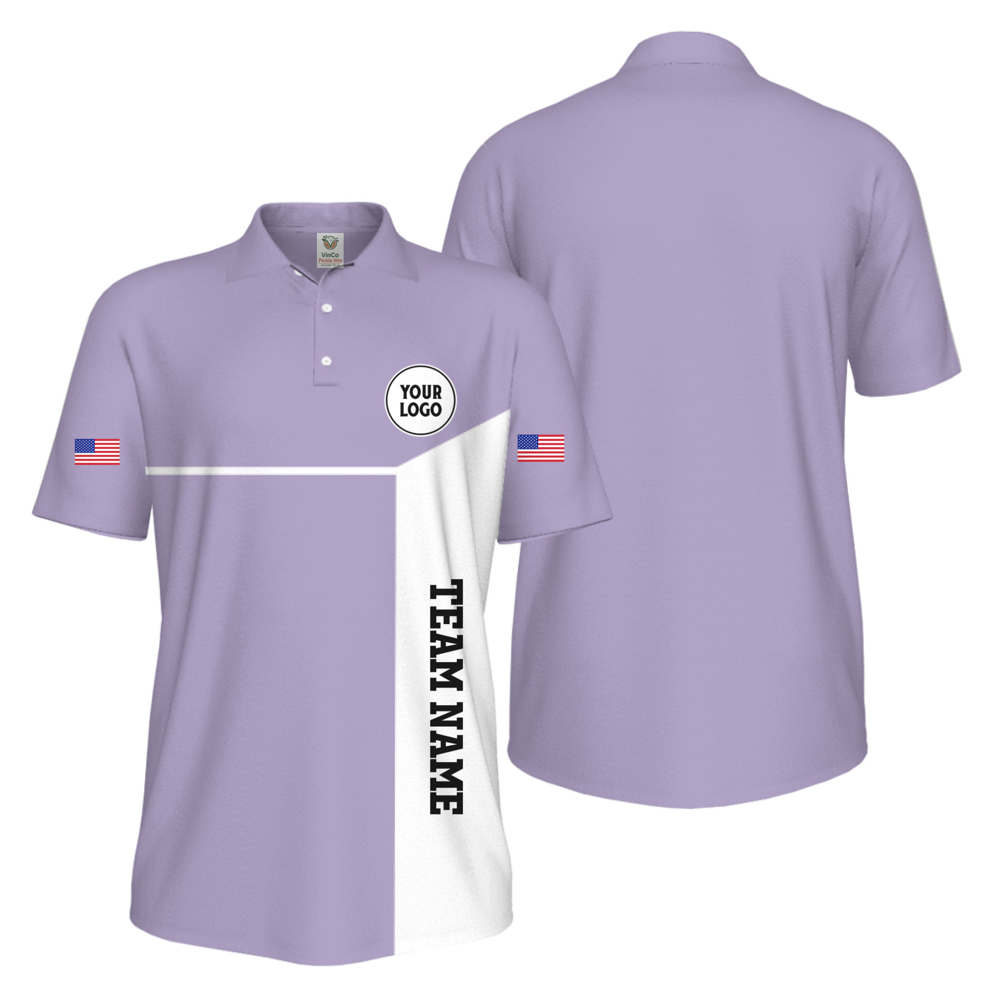 Picklewin Custom Sport Team Performance Patriotic UV Protection Men Polo Shirts