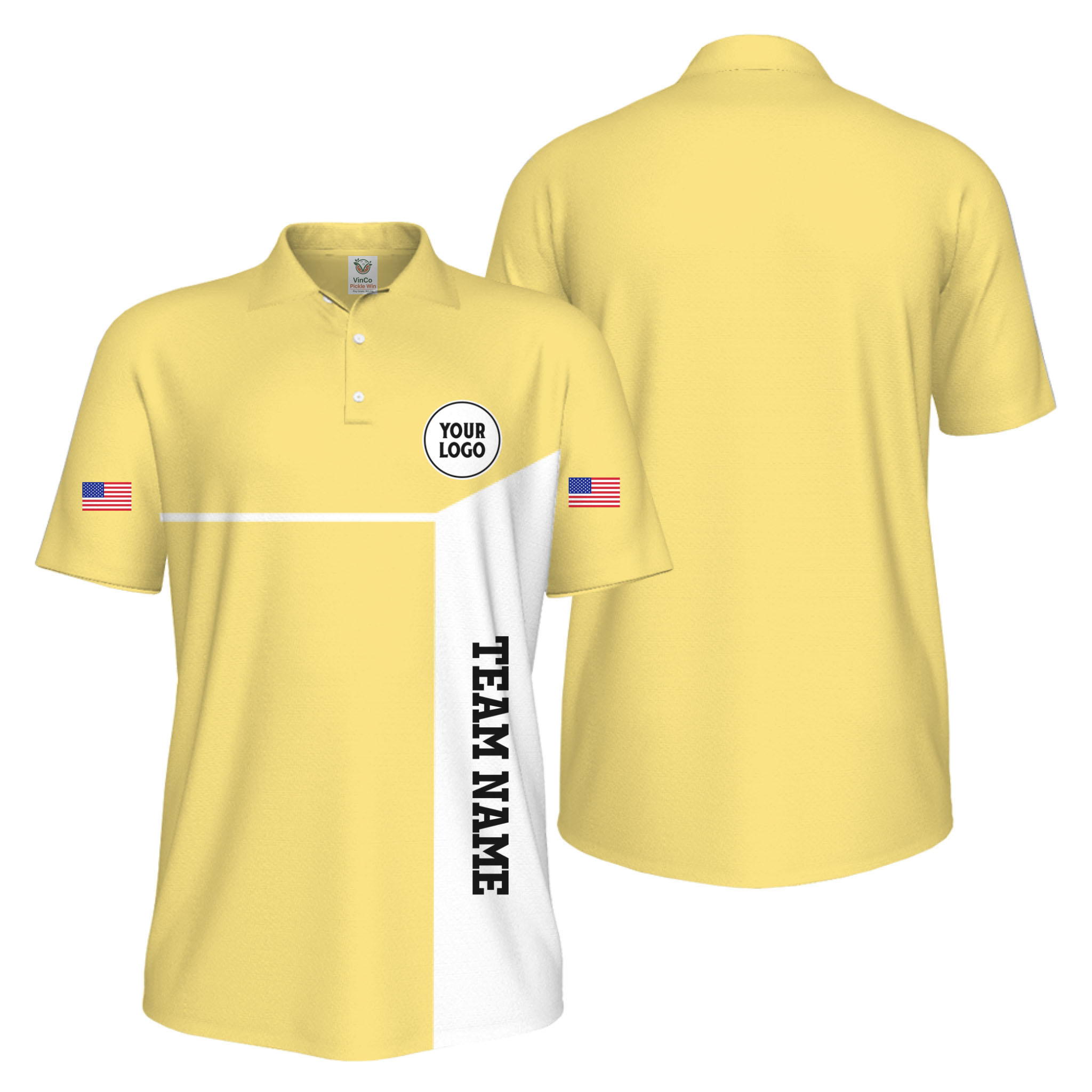 Picklewin Custom Sport Team Performance Patriotic UV Protection Men Polo Shirts