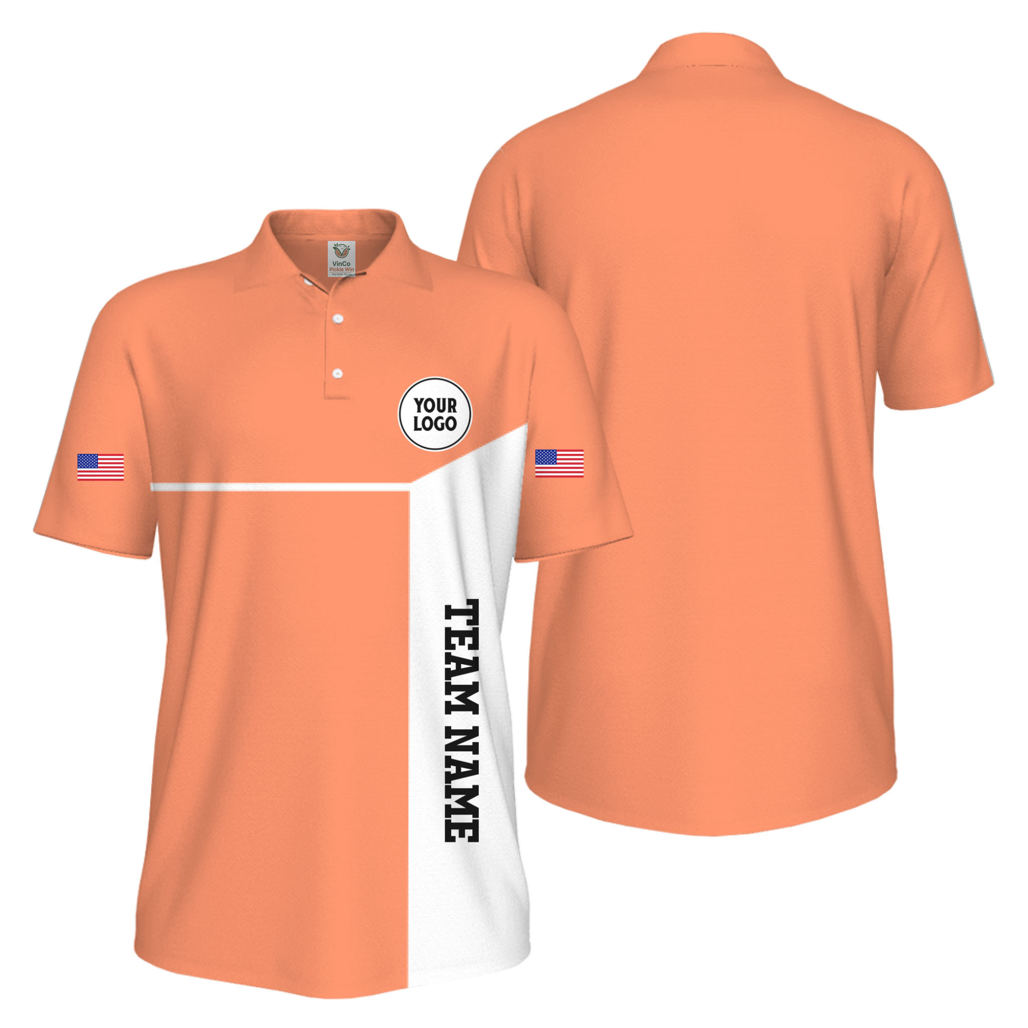Picklewin Custom Sport Team Performance Patriotic UV Protection Men Polo Shirts