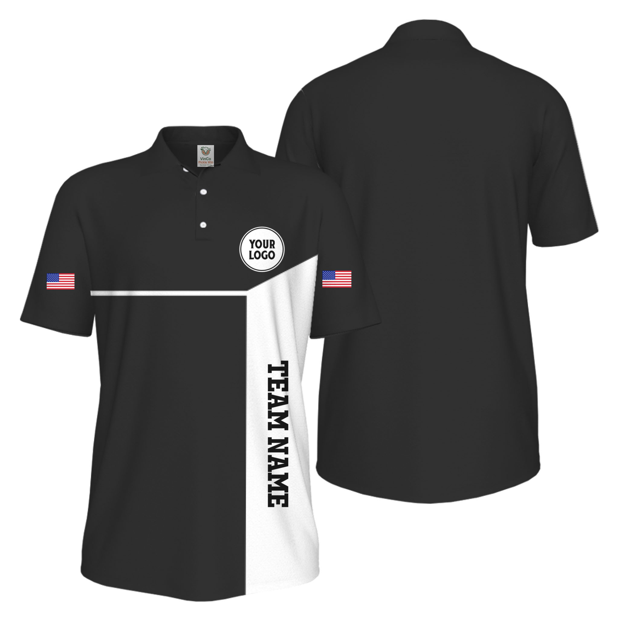 Picklewin Custom Sport Team Performance Patriotic UV Protection Men Polo Shirts
