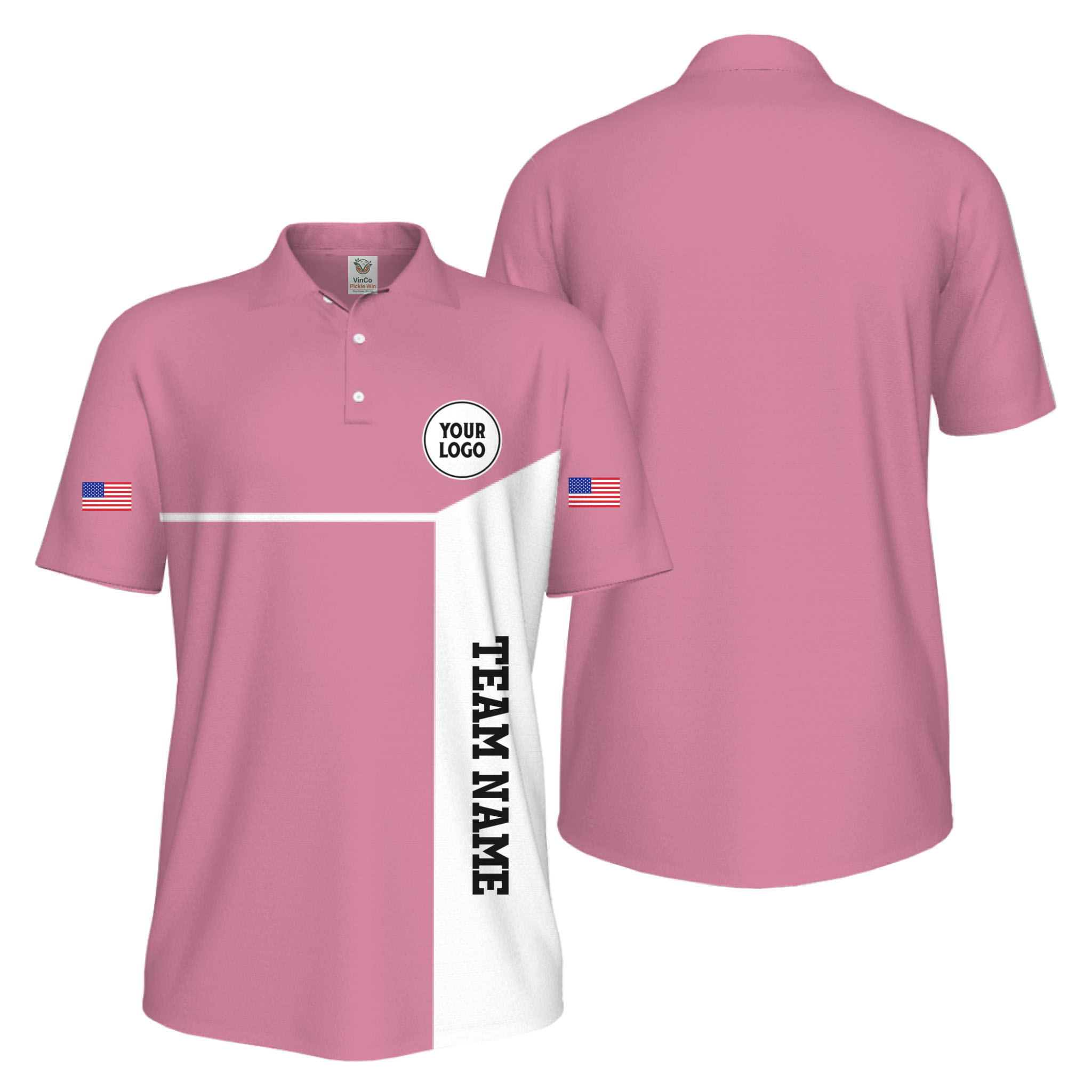 Picklewin Custom Sport Team Performance Patriotic UV Protection Men Polo Shirts