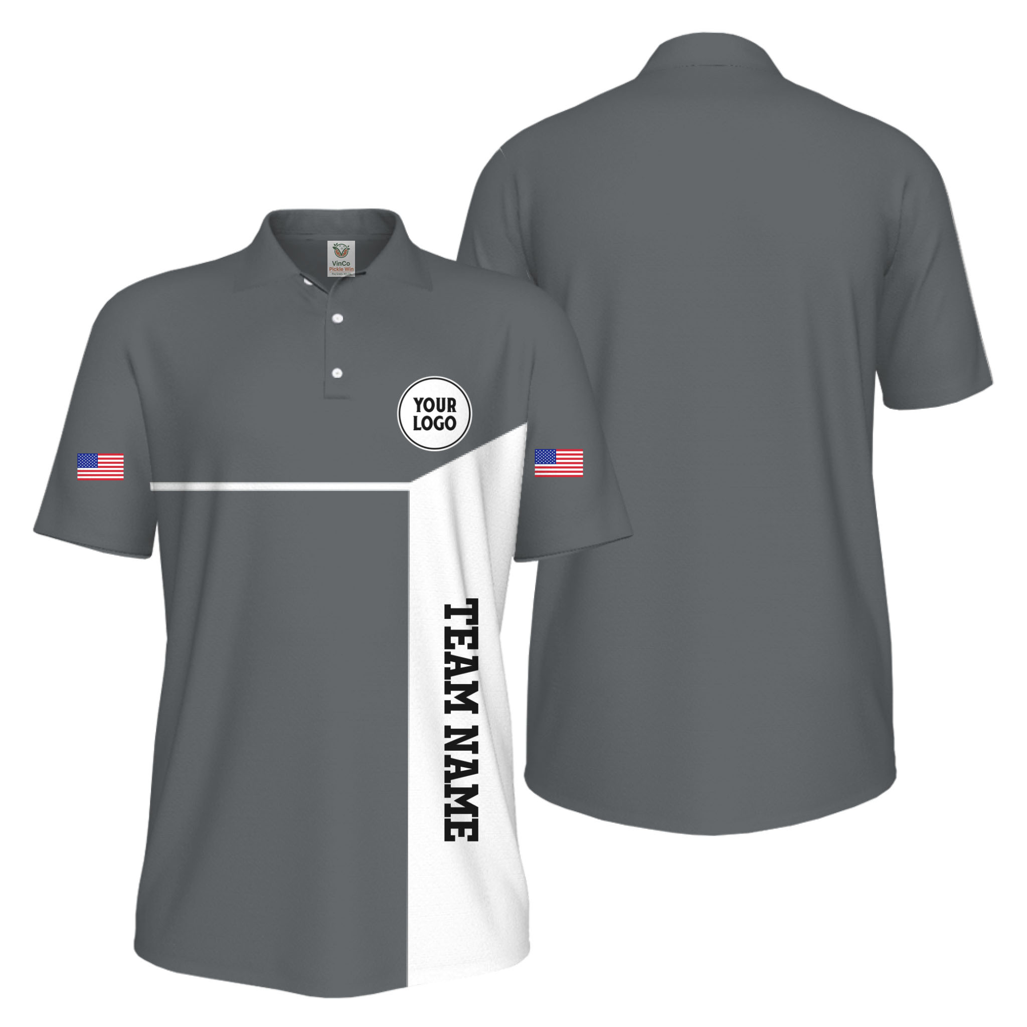 Picklewin Custom Sport Team Performance Patriotic UV Protection Men Polo Shirts