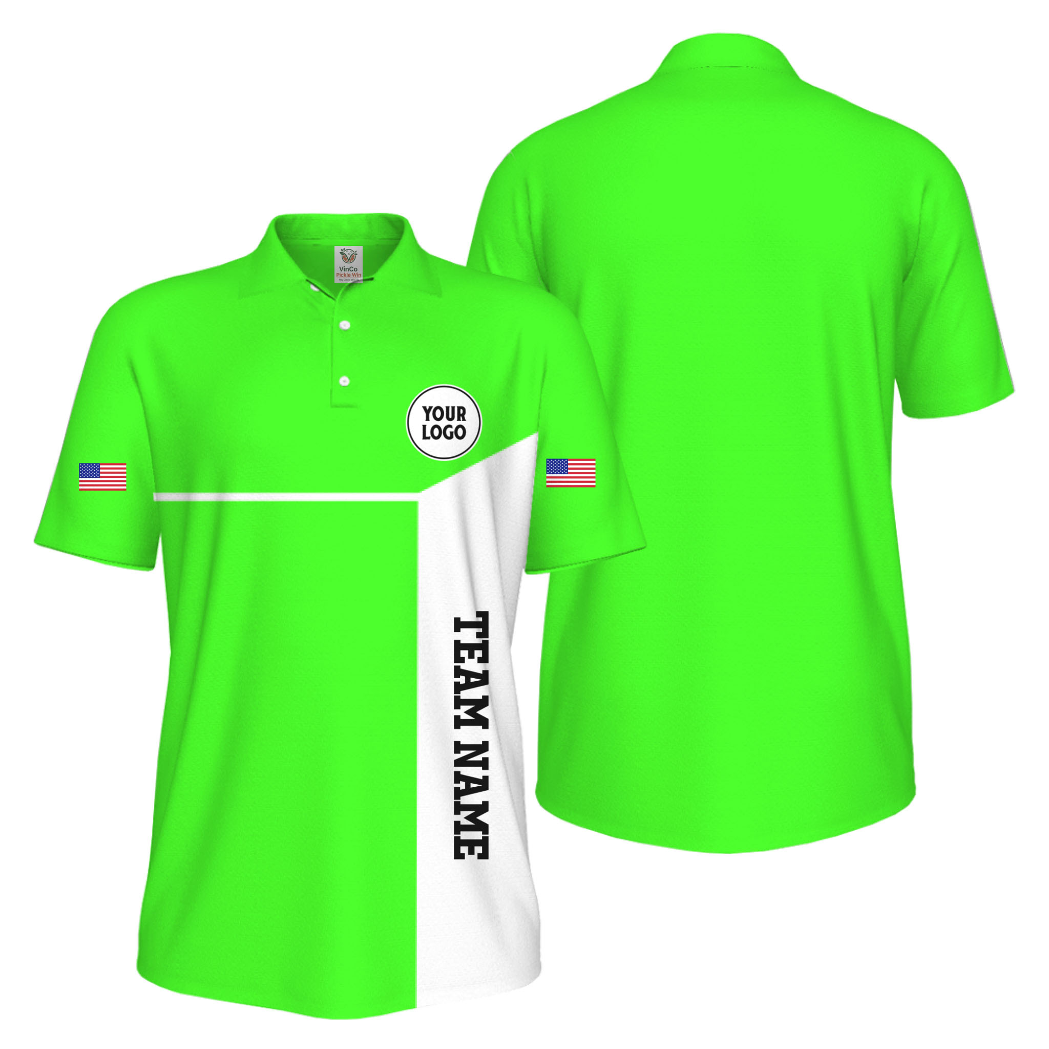 Picklewin Custom Sport Team Performance Patriotic UV Protection Men Polo Shirts