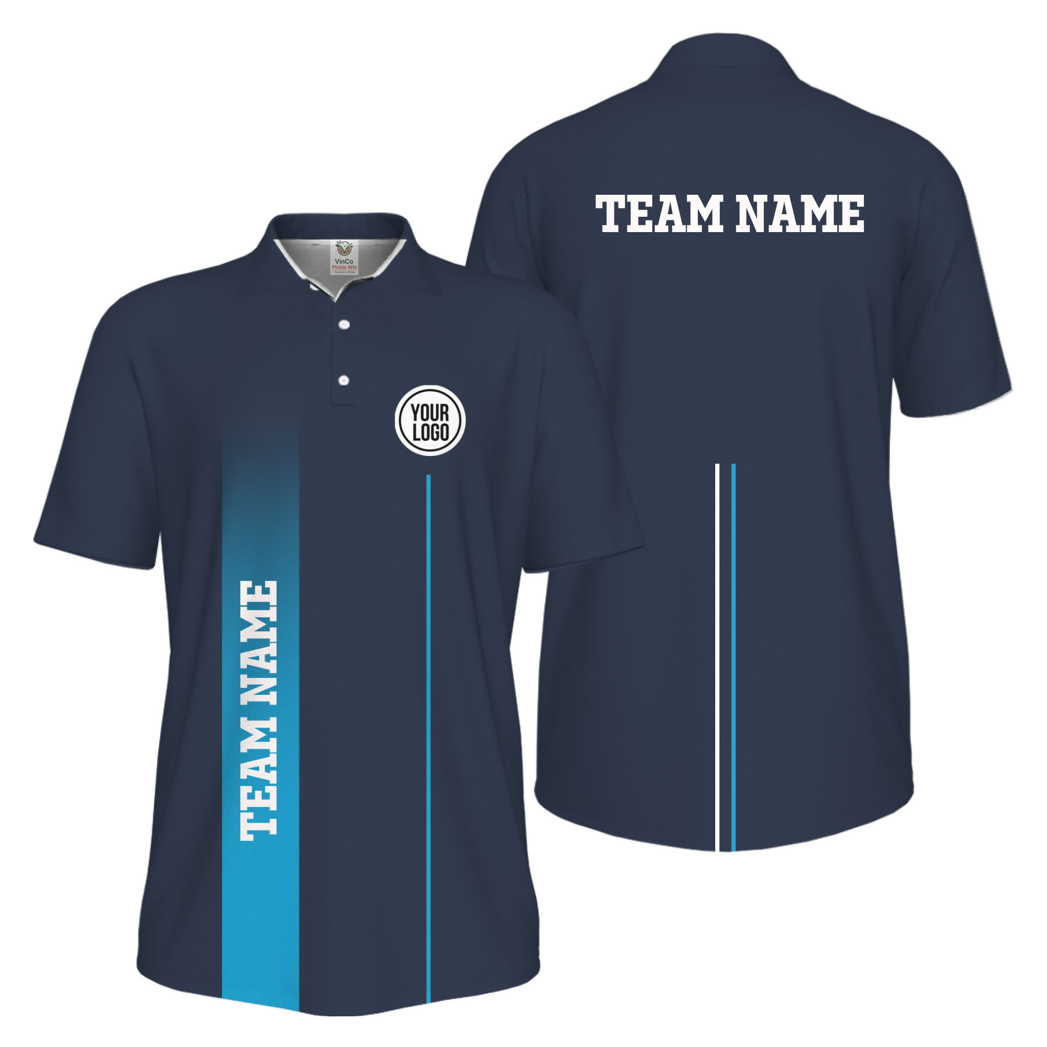 Picklewin Custom Team Logo Performance Sports Men Polo Shirt Live Preview 